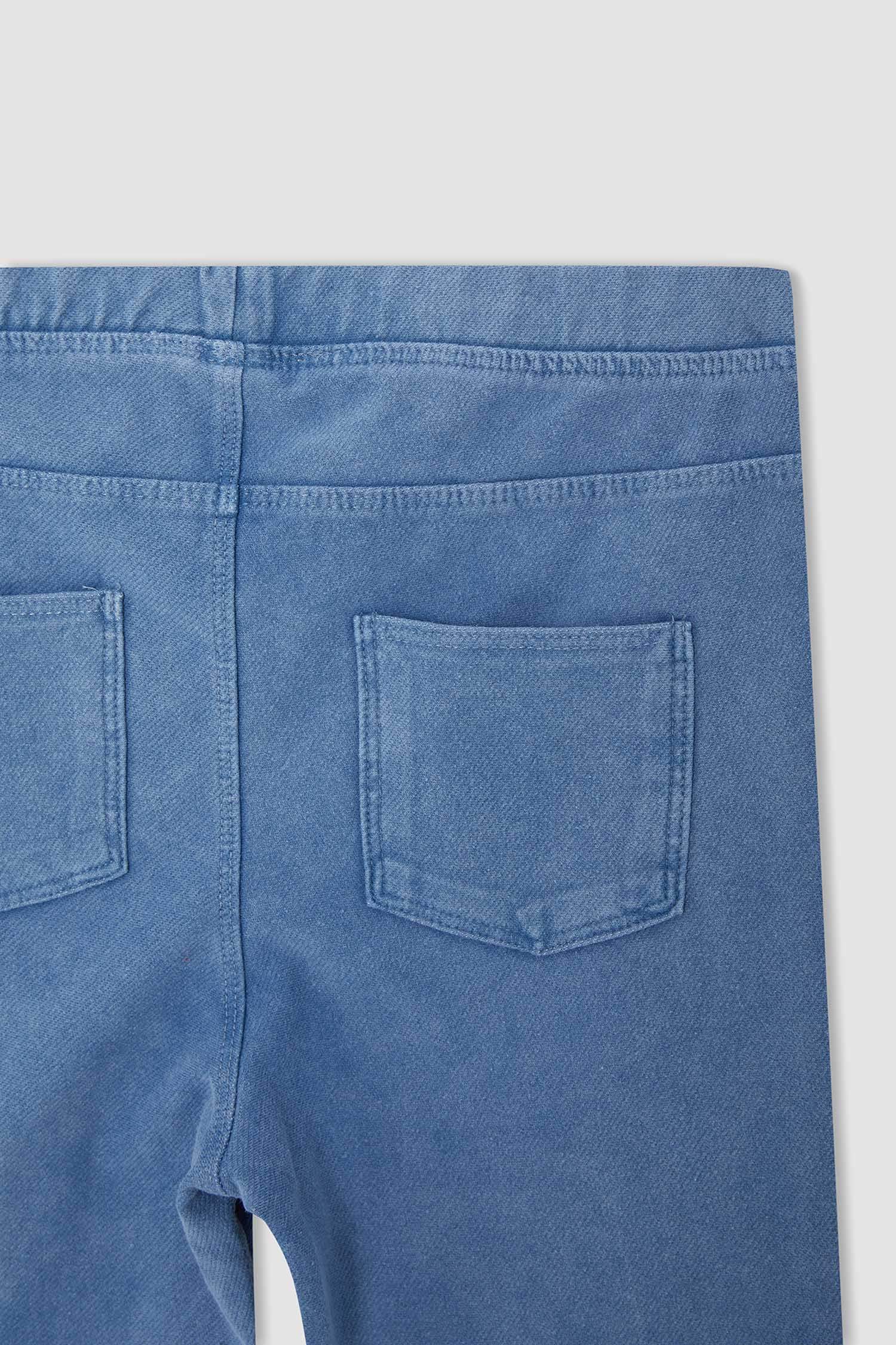 Kız Çocuk Slim Fit Süs Cepli Uzun Tayt