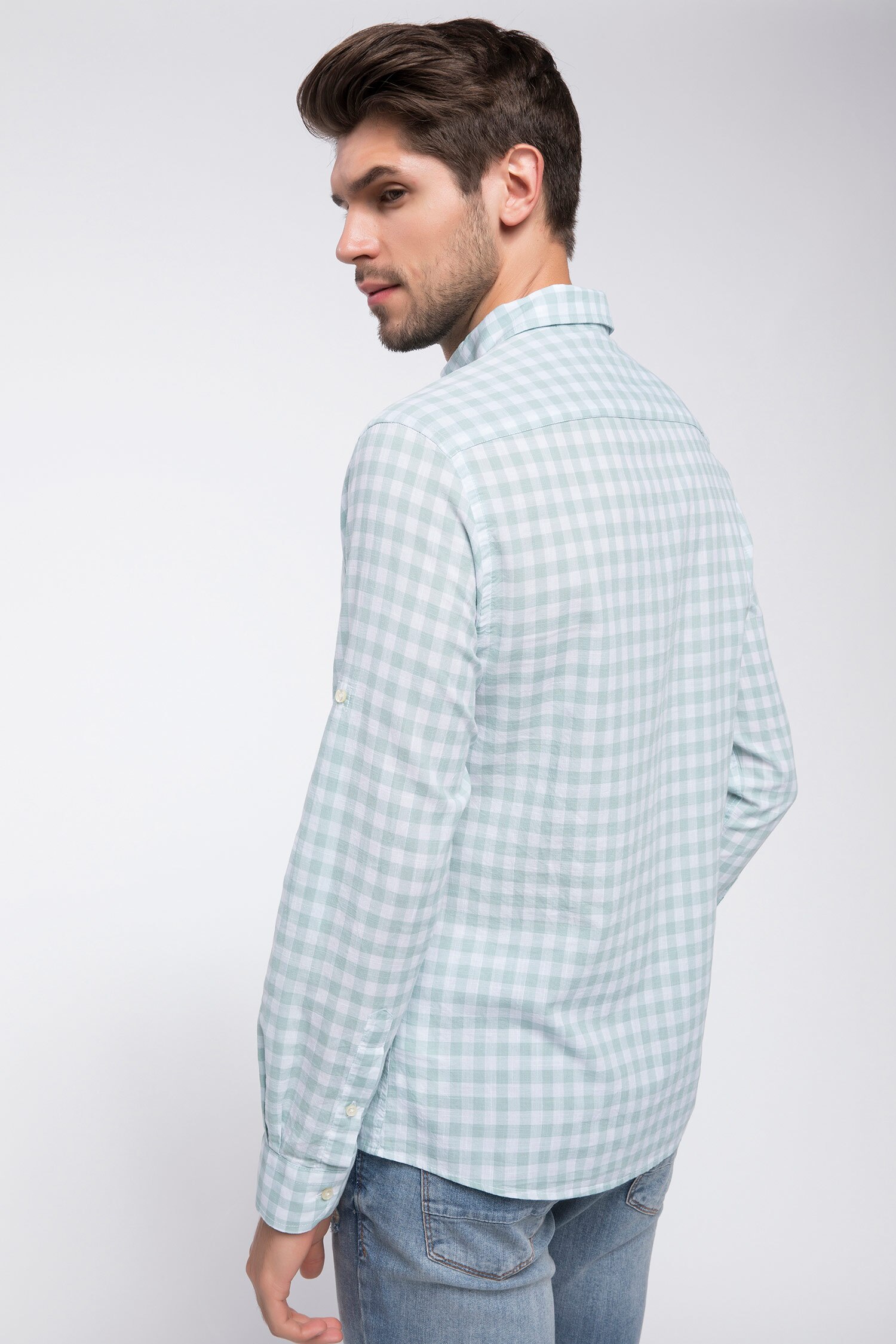 Defacto Ekoseli Tek Cep Slim Fit Gömlek. 3 Defacto Ekoseli Tek Cep Slim Fit Gömlek. 3