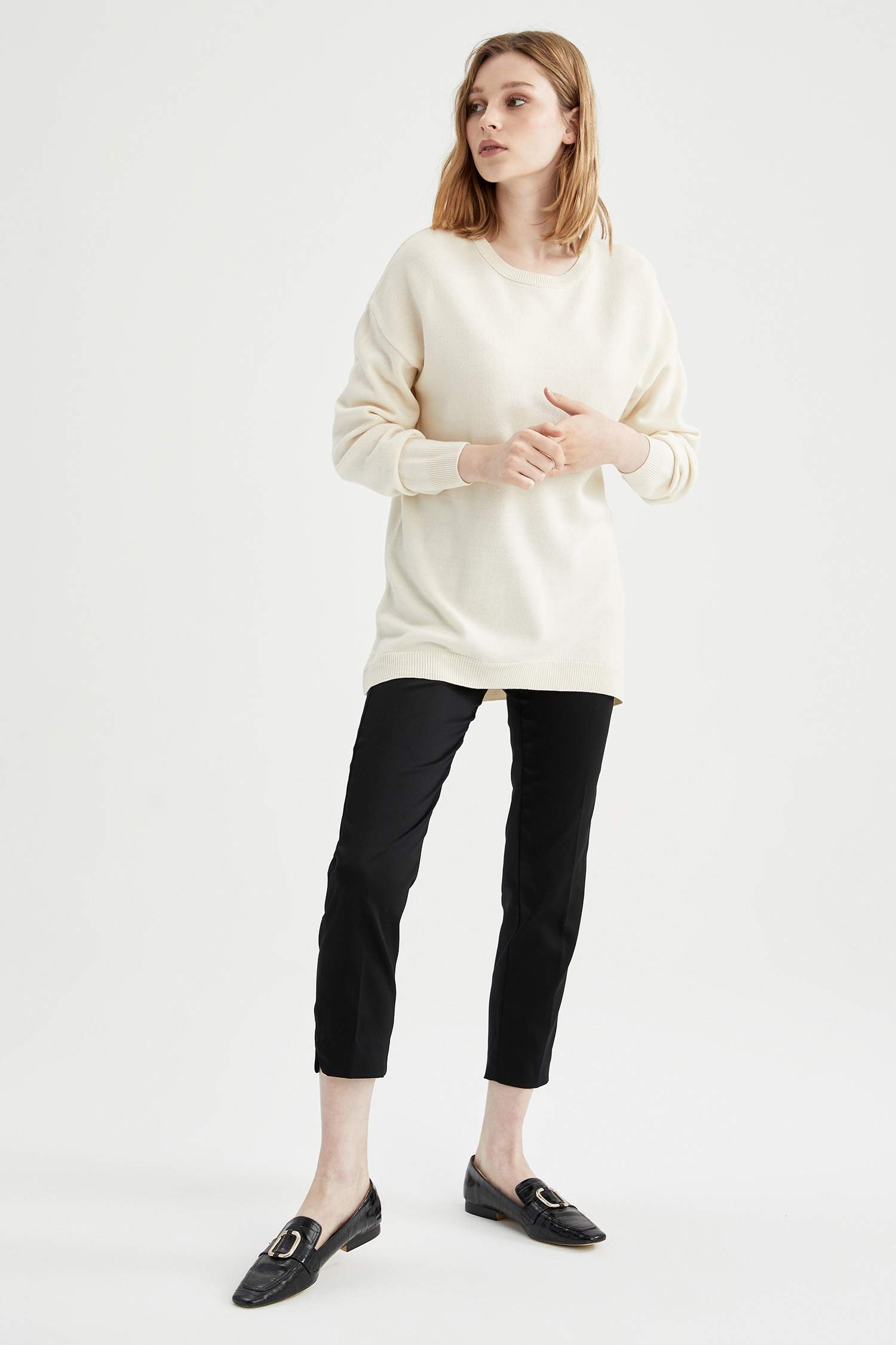 Asimetrik Kesim Basic Triko Tunik