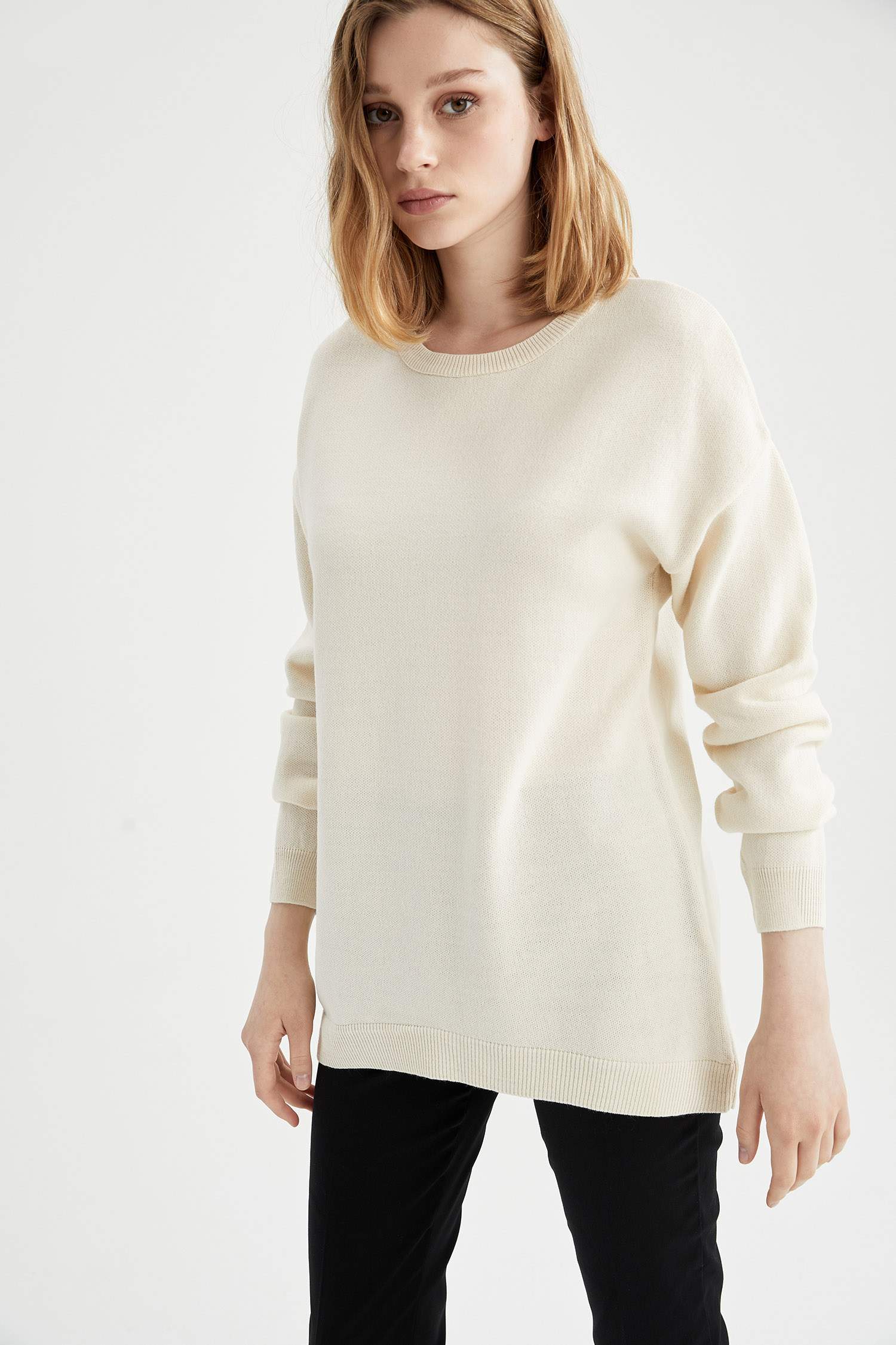 Asimetrik Kesim Basic Triko Tunik