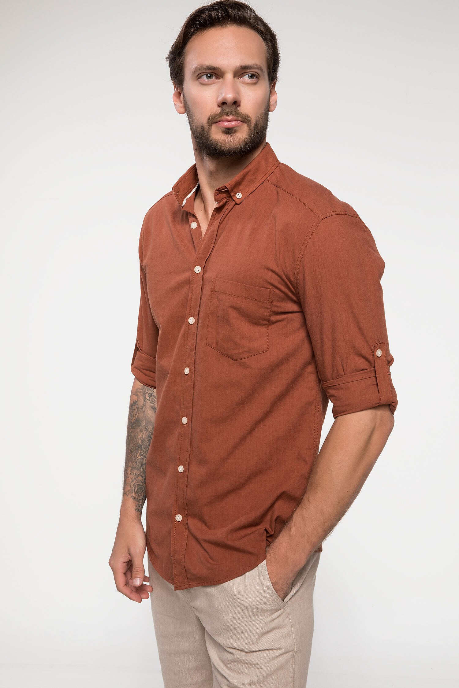 Defacto Tek Cep Slim Fit Gömlek. 6 Defacto Tek Cep Slim Fit Gömlek. 6