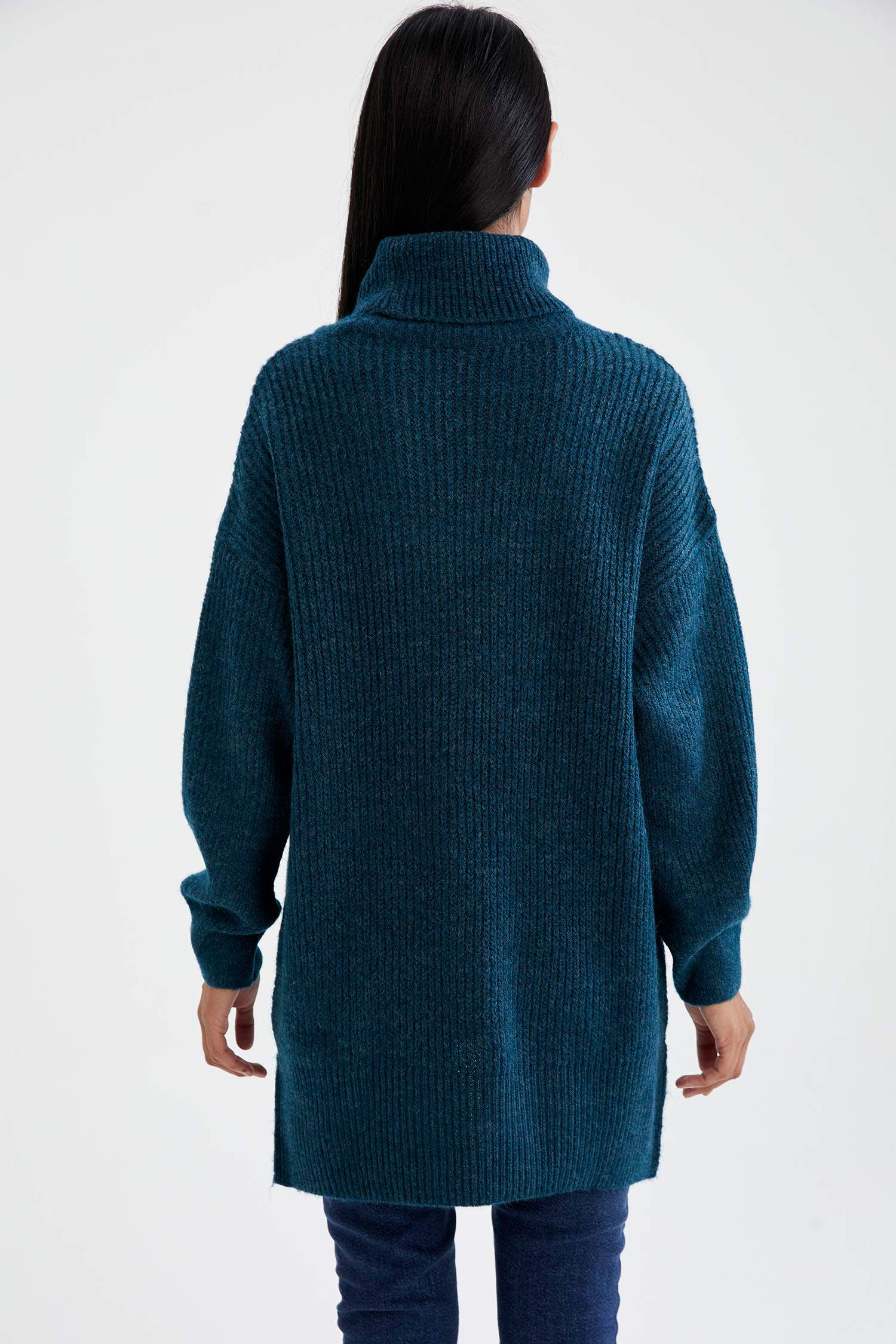 Balıkçı Yaka Oversize Fit Triko Tunik