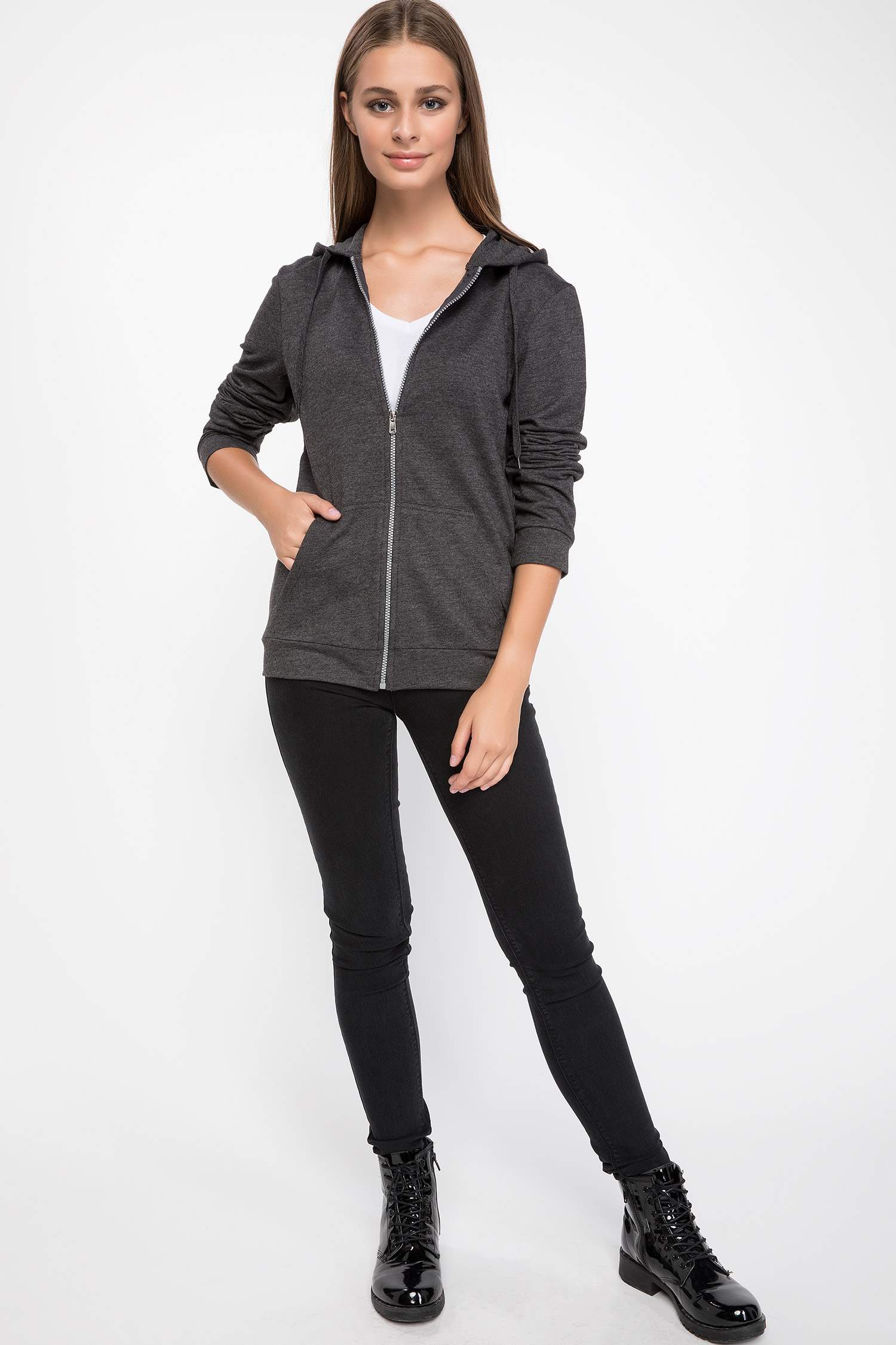 Kapüşonlu Fermuarlı Sweatshirt