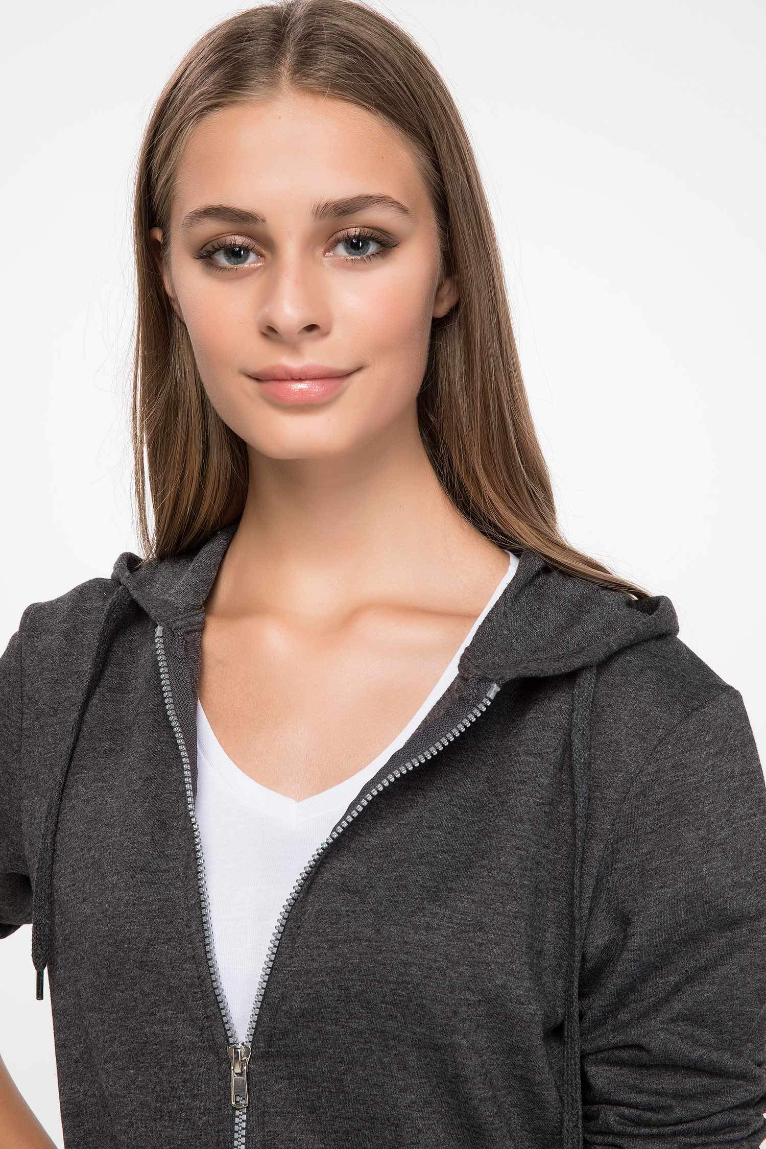Kapüşonlu Fermuarlı Sweatshirt