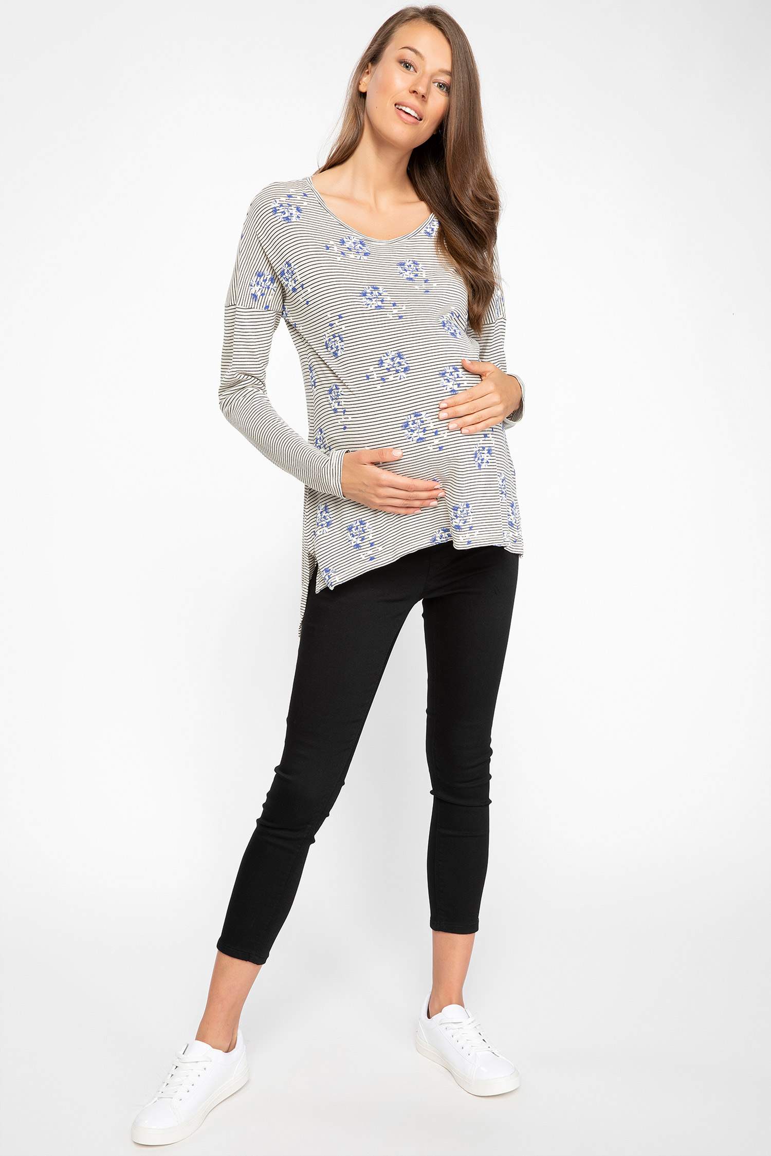 Defacto Çiçek Desenli Çizgili Hamile T-shirt. 2 Defacto Çiçek Desenli Çizgili Hamile T-shirt. 2