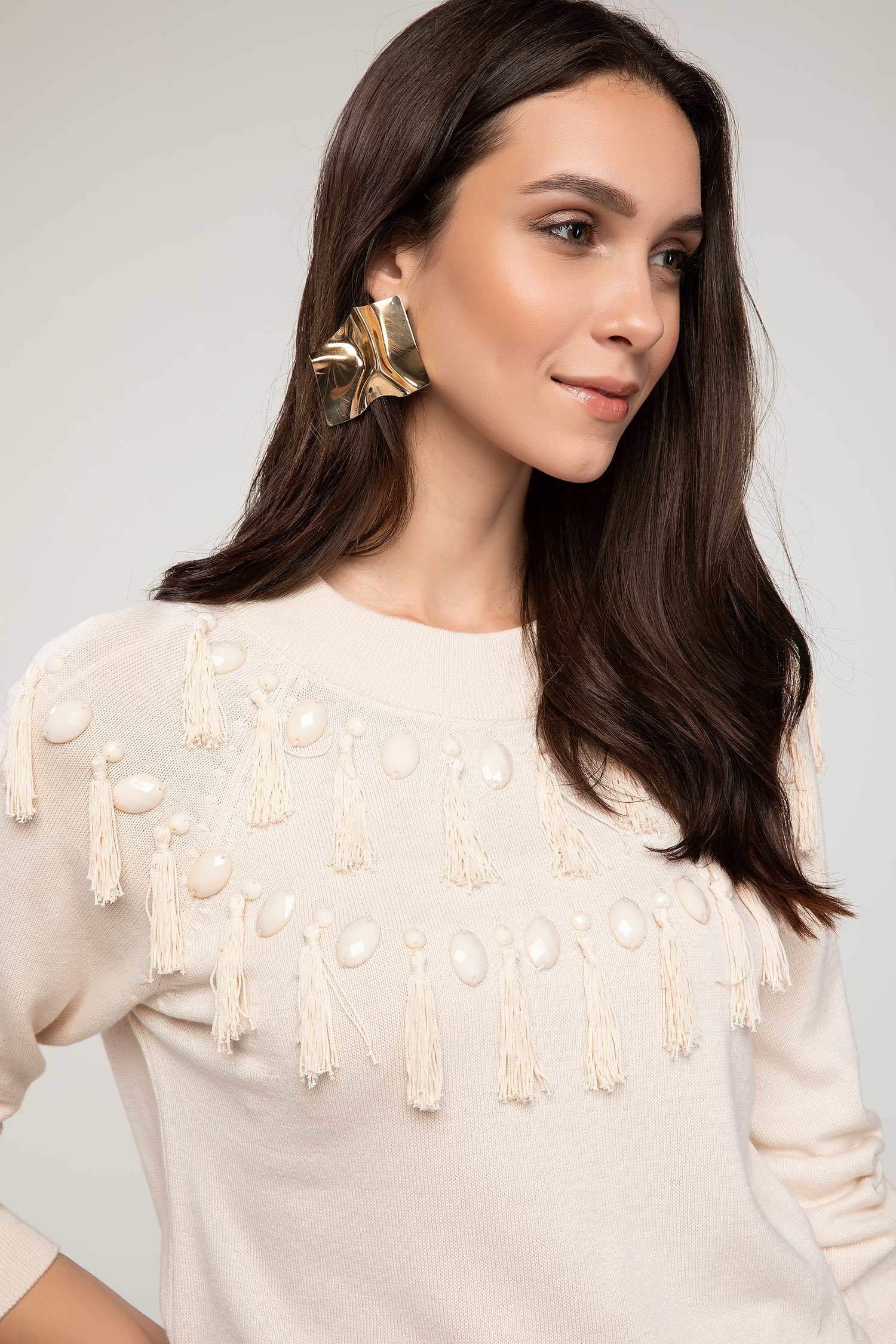 Defacto Taş ve Püskül Detaylı Triko Kazak. 3 Defacto Taş ve Püskül Detaylı Triko Kazak. 3