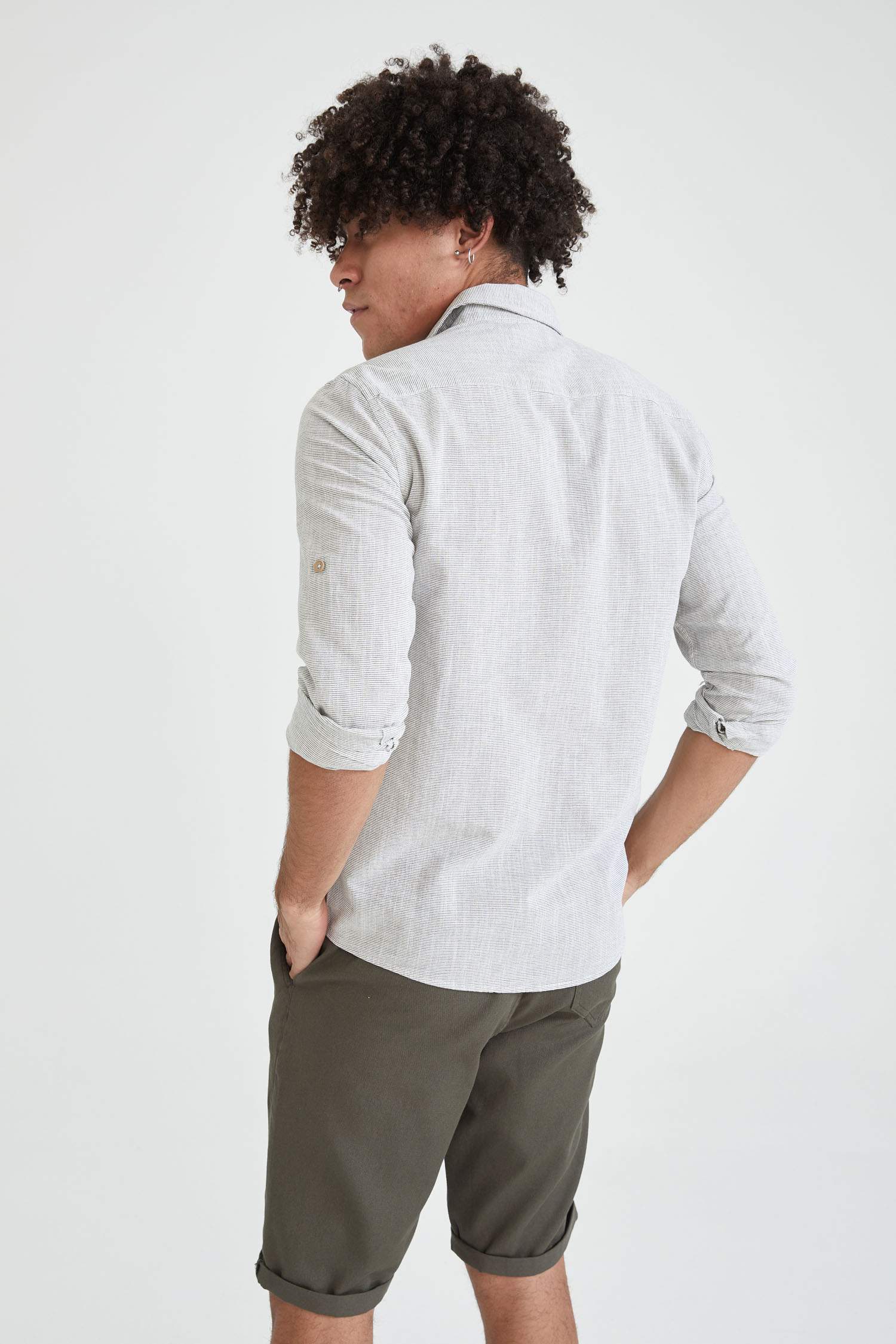 Slim Fit Desenli Uzun Kollu Gömlek