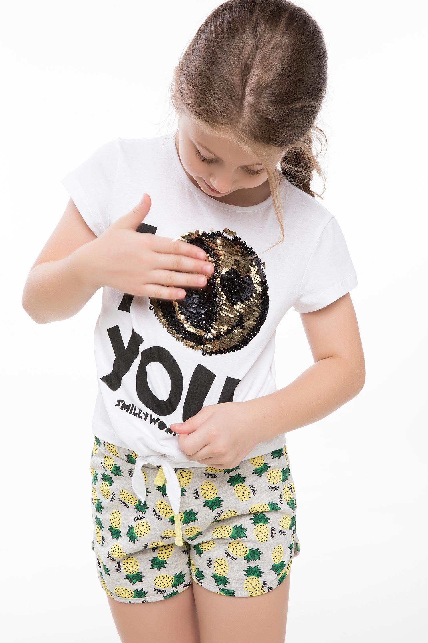 Defacto Emoji Lisanslı Beli Bağlamalı T-shirt. 2 Defacto Emoji Lisanslı Beli Bağlamalı T-shirt. 2