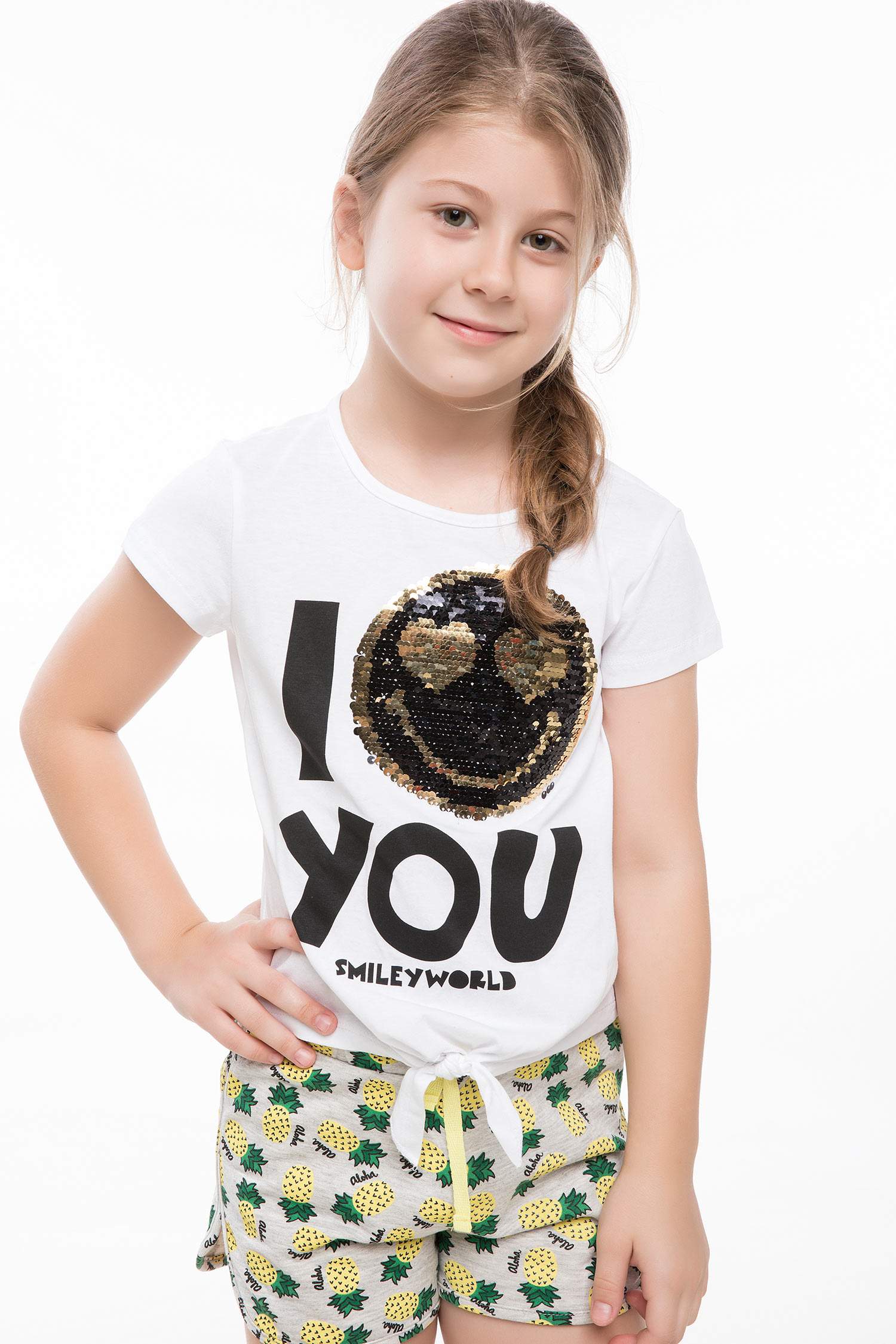 Defacto Emoji Lisanslı Beli Bağlamalı T-shirt. 4 Defacto Emoji Lisanslı Beli Bağlamalı T-shirt. 4