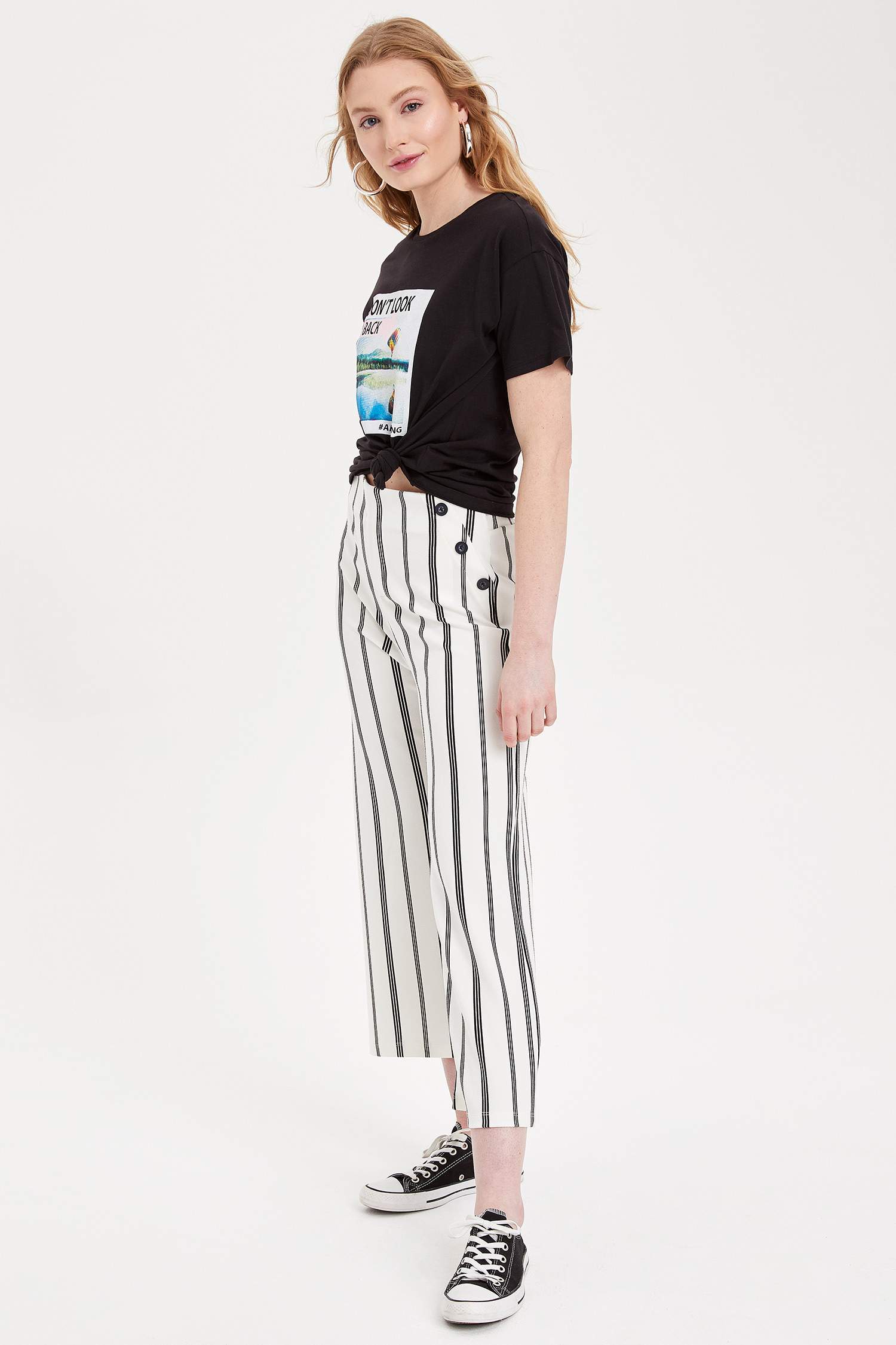 Defacto Çizgili Culotte Pantolon. 2 Defacto Çizgili Culotte Pantolon. 2