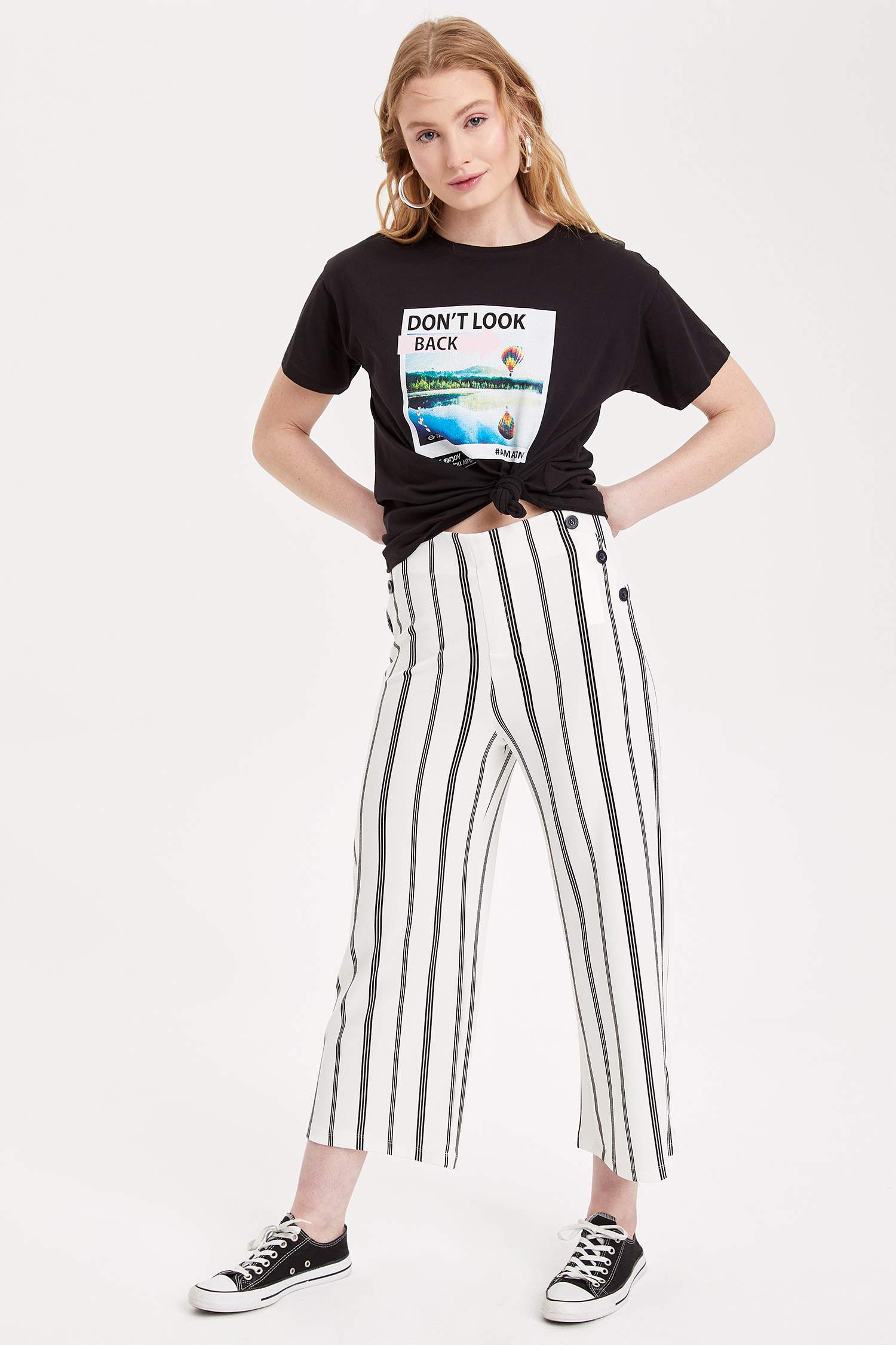 Defacto Çizgili Culotte Pantolon. 3 Defacto Çizgili Culotte Pantolon. 3