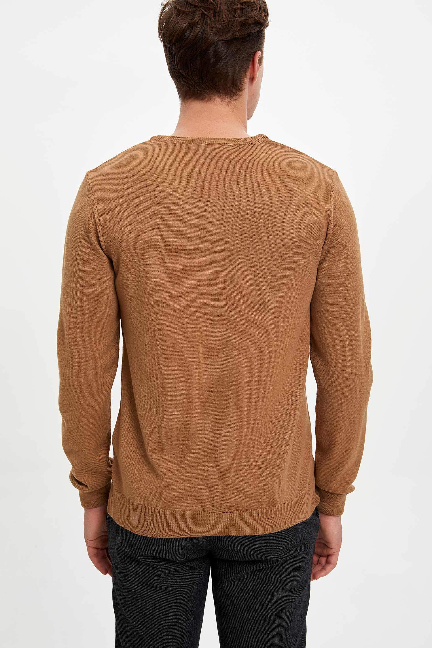 Slim Fit Basic V Yaka Kaşmir Kazak