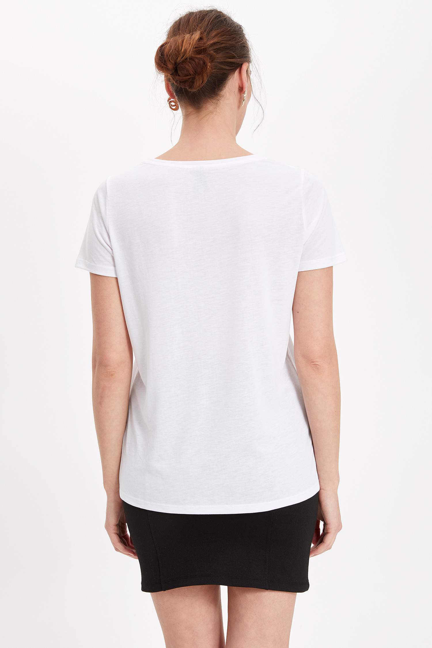 Defacto Yazı Baskılı Bisiklet Yaka T-shirt. 4 Defacto Yazı Baskılı Bisiklet Yaka T-shirt. 4