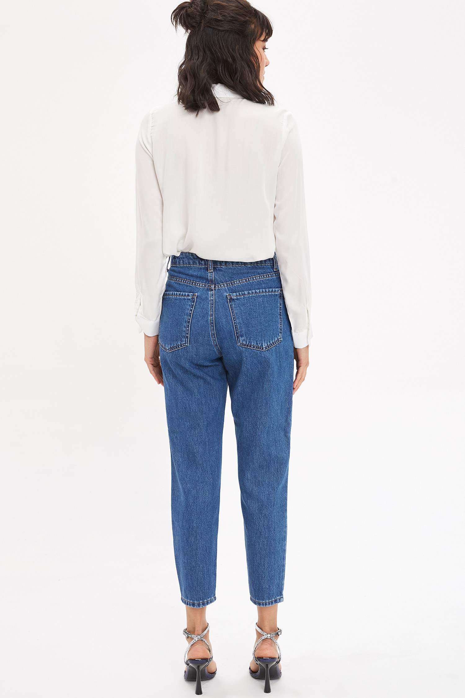Mom Fit Yüksek Bel Cropped Jean Pantolon