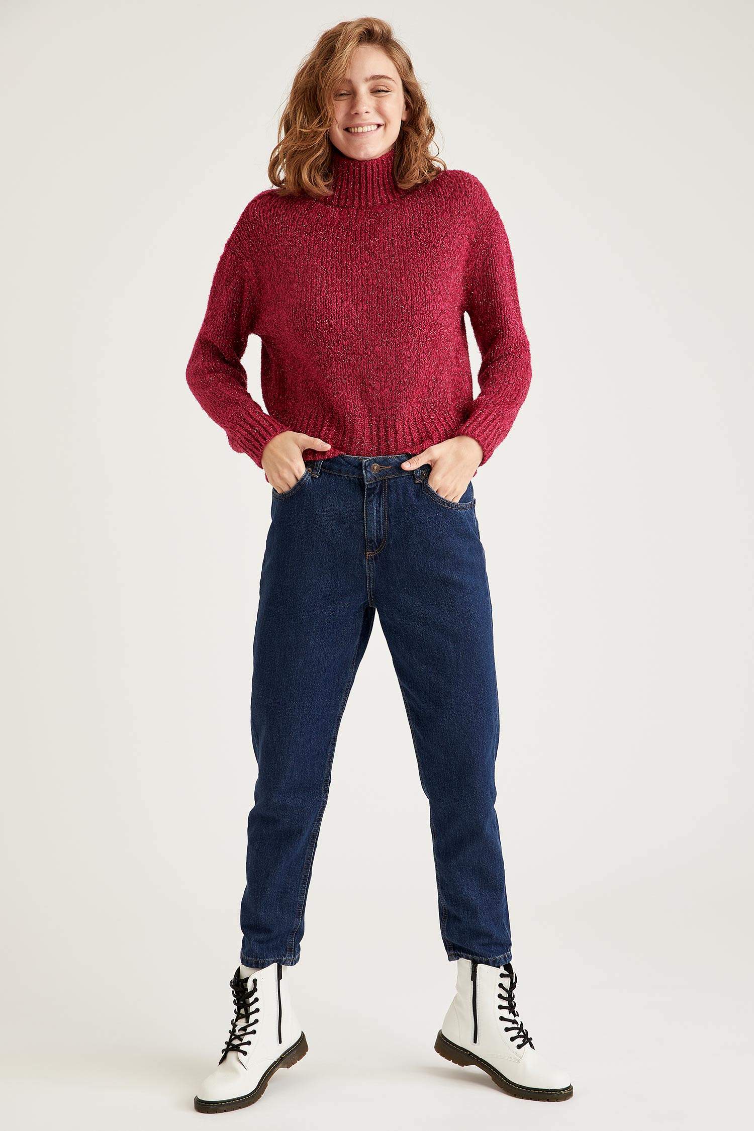 Mom Fit Yüksek Bel Cropped Jean Pantolon