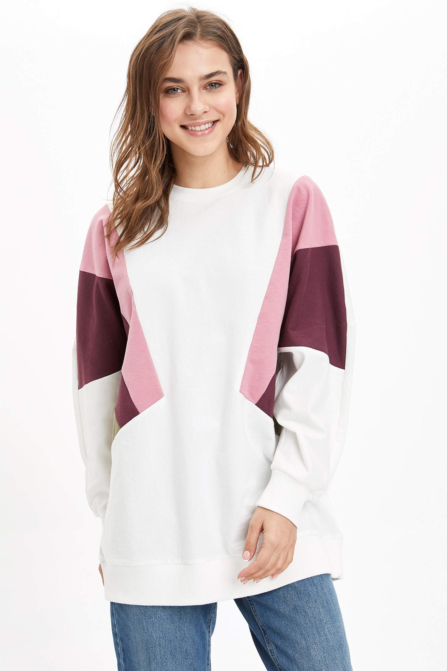 Renk Bloklu Oversize Fit Tunik