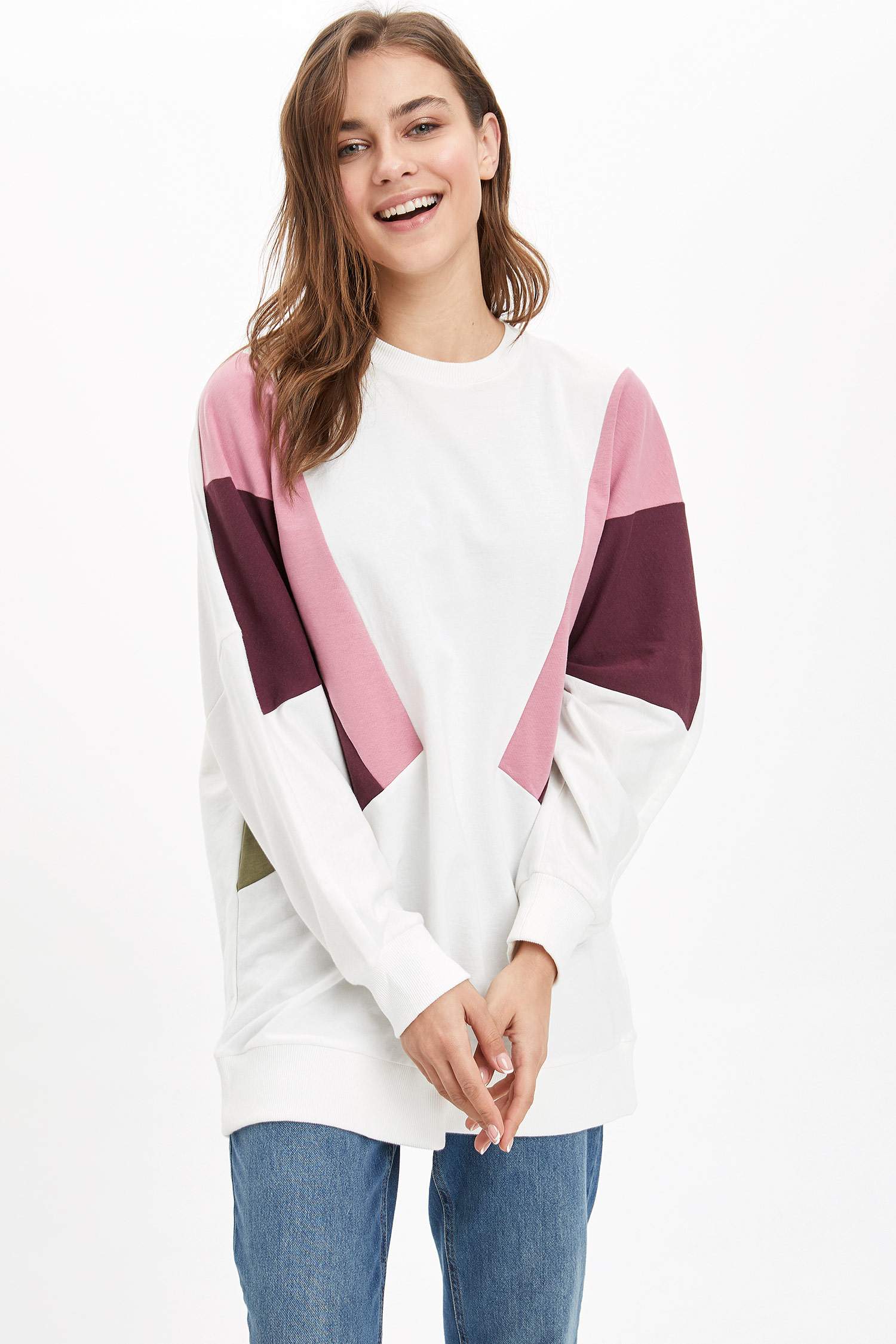 Renk Bloklu Oversize Fit Tunik
