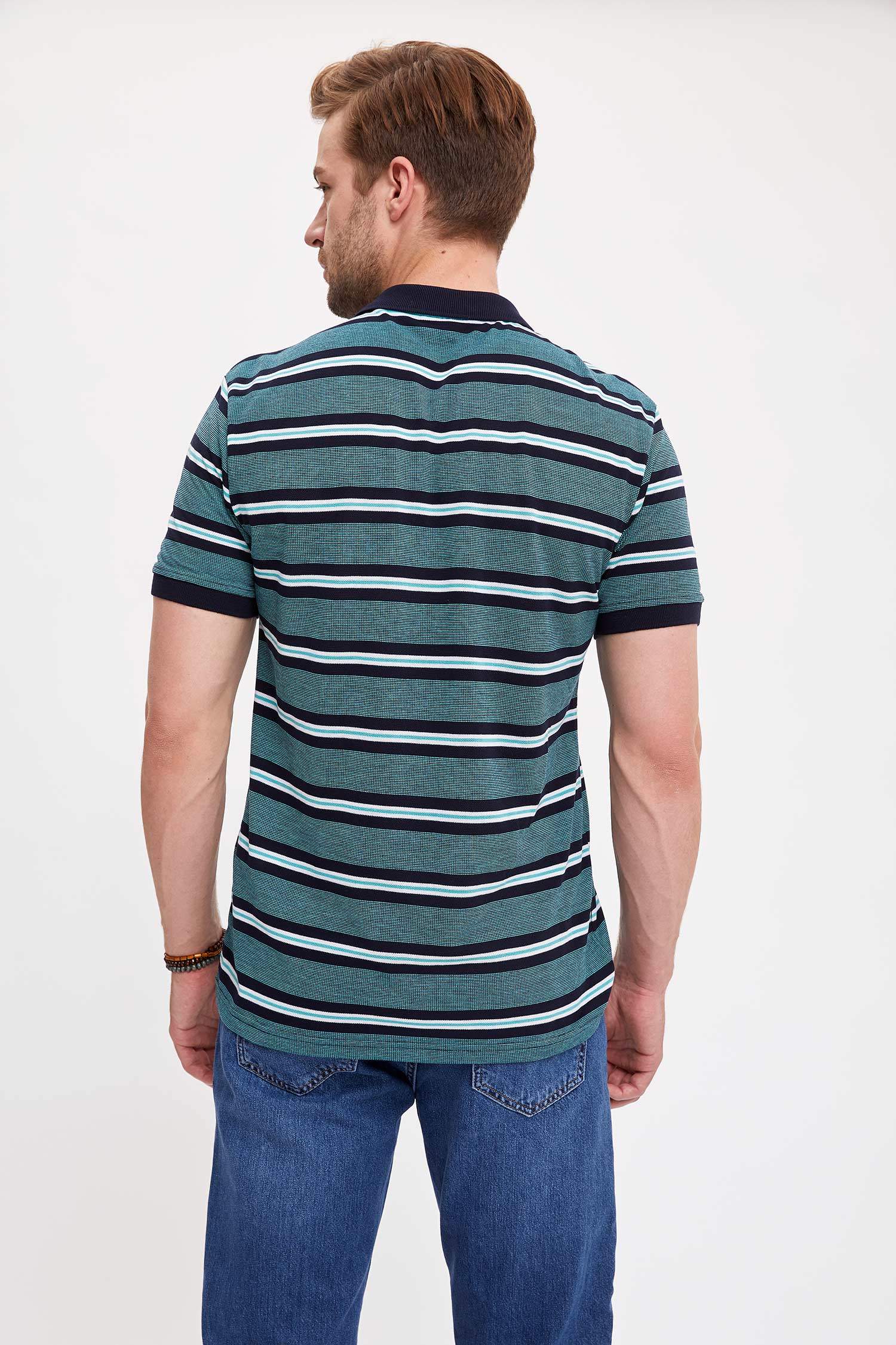 Defacto Çizgili Slim Fit Polo T-shirt. 4 Defacto Çizgili Slim Fit Polo T-shirt. 4