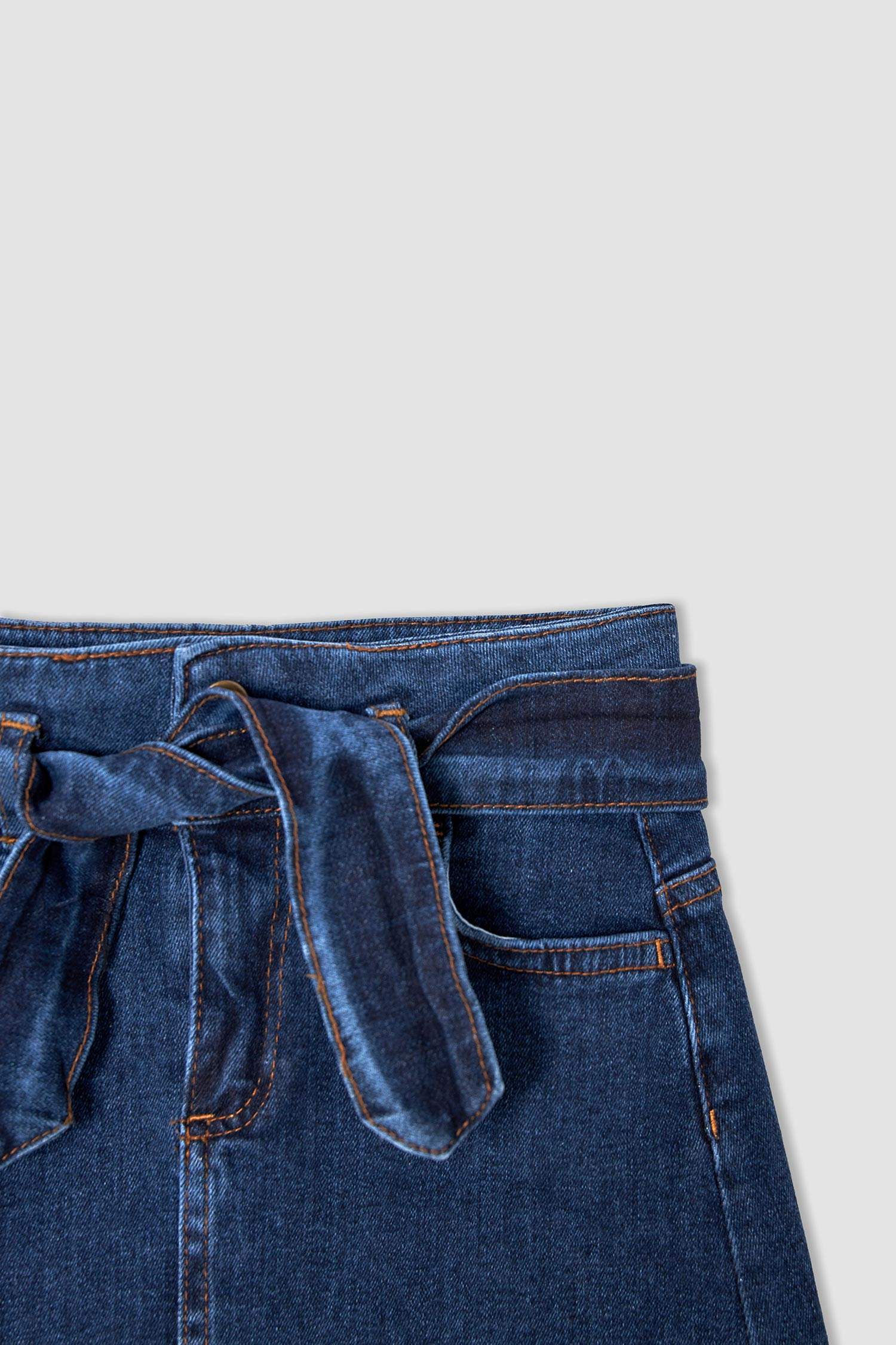 Kız Çocuk Regular Fit Kemerli Jean Etek