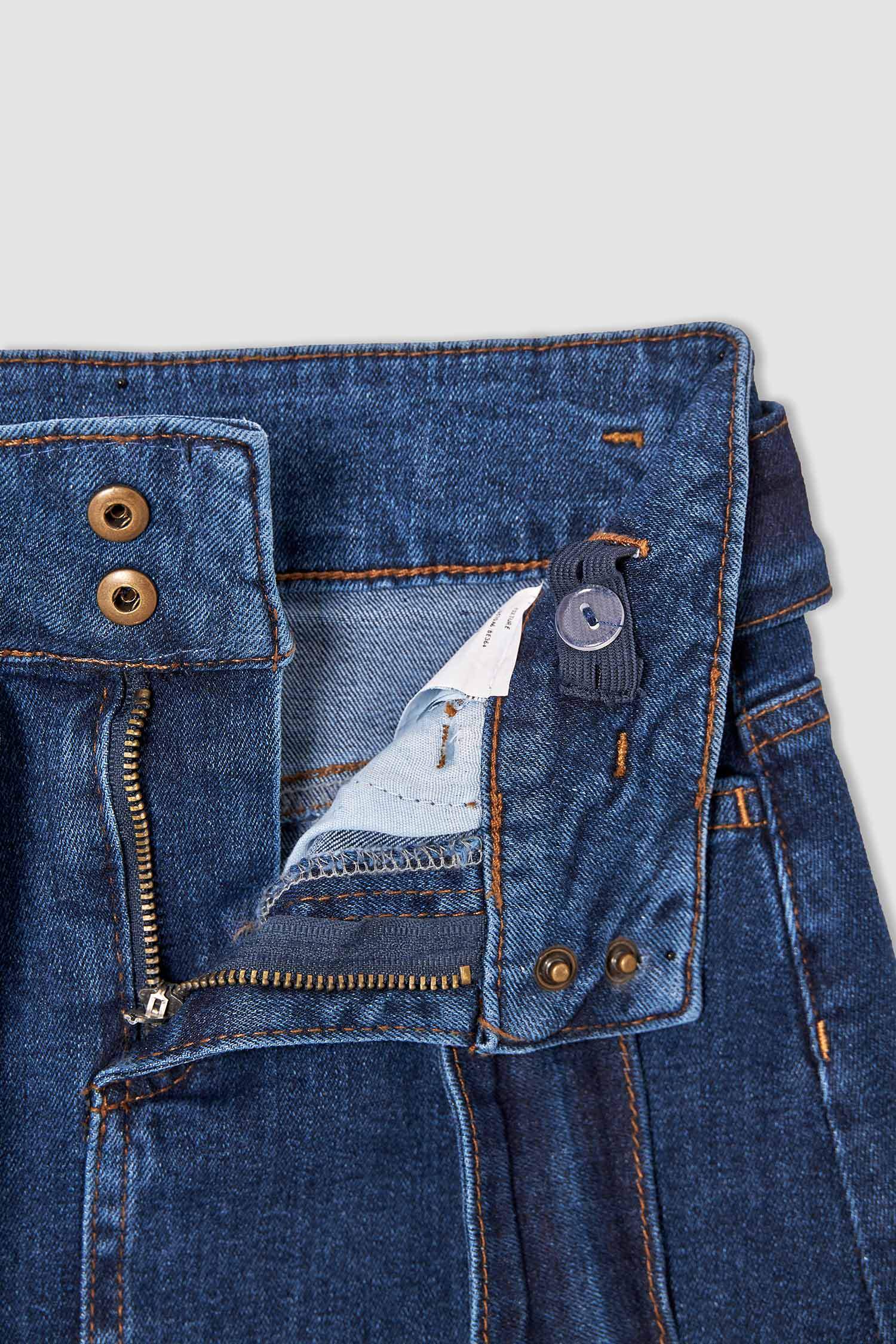 Kız Çocuk Regular Fit Kemerli Jean Etek