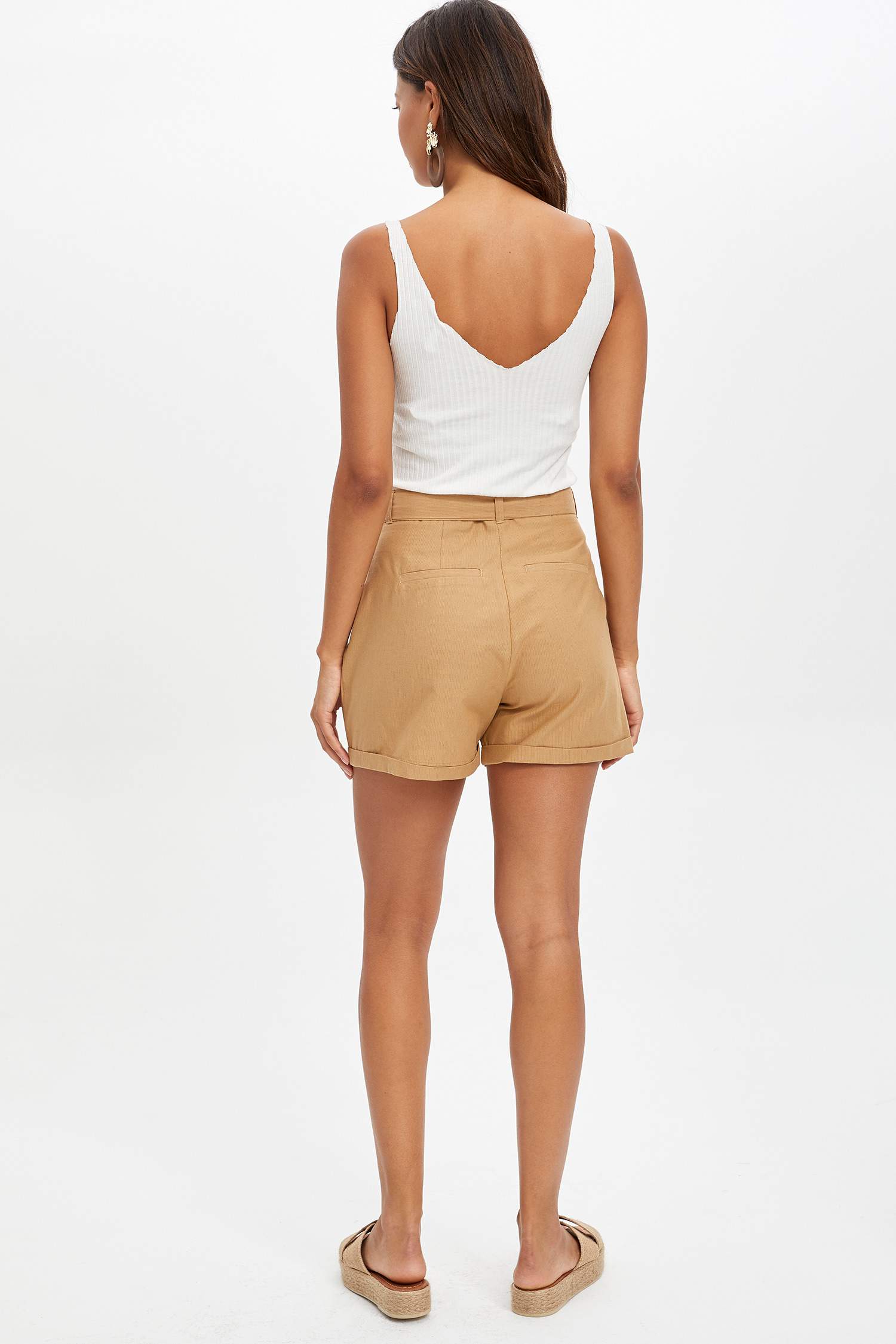 Defacto Kendinden Kemerli Keten Şort. 3 Defacto Kendinden Kemerli Keten Şort. 3