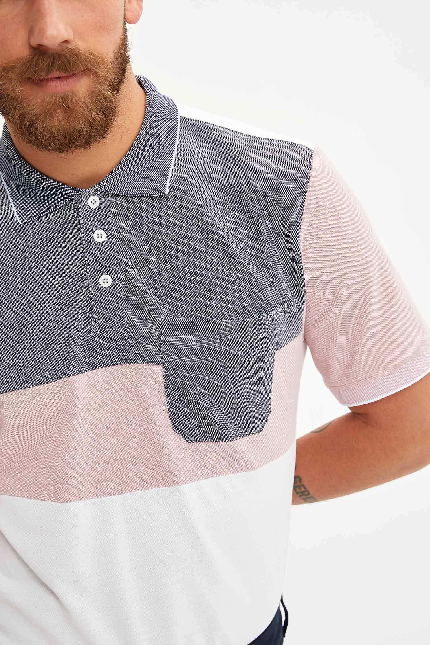 Renk Bloklu Polo Yaka Relax Fit Tişört