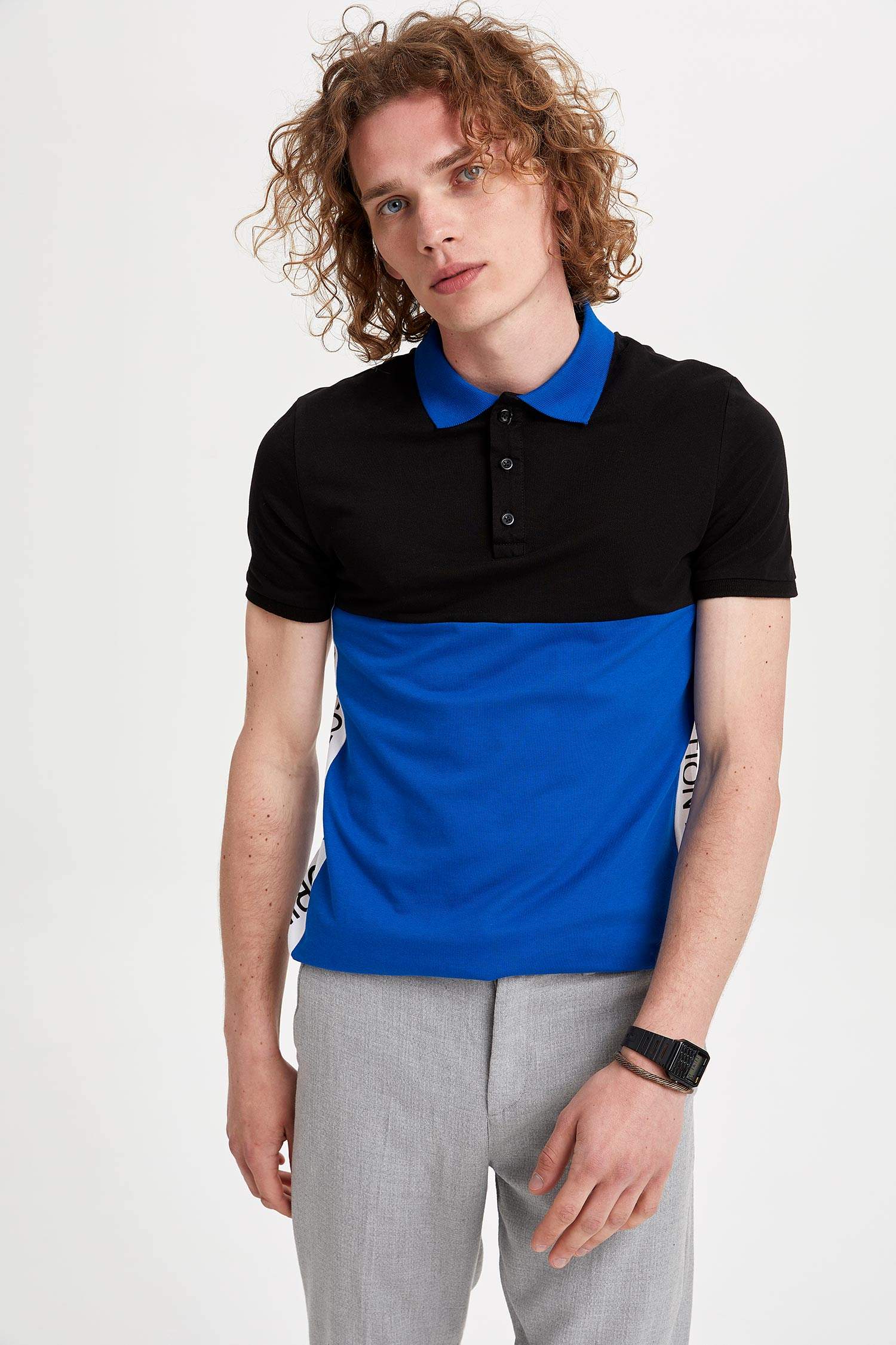 Defacto Renk Bloklu Slim Fit Polo T-shirt. 1 Defacto Renk Bloklu Slim Fit Polo T-shirt. 1