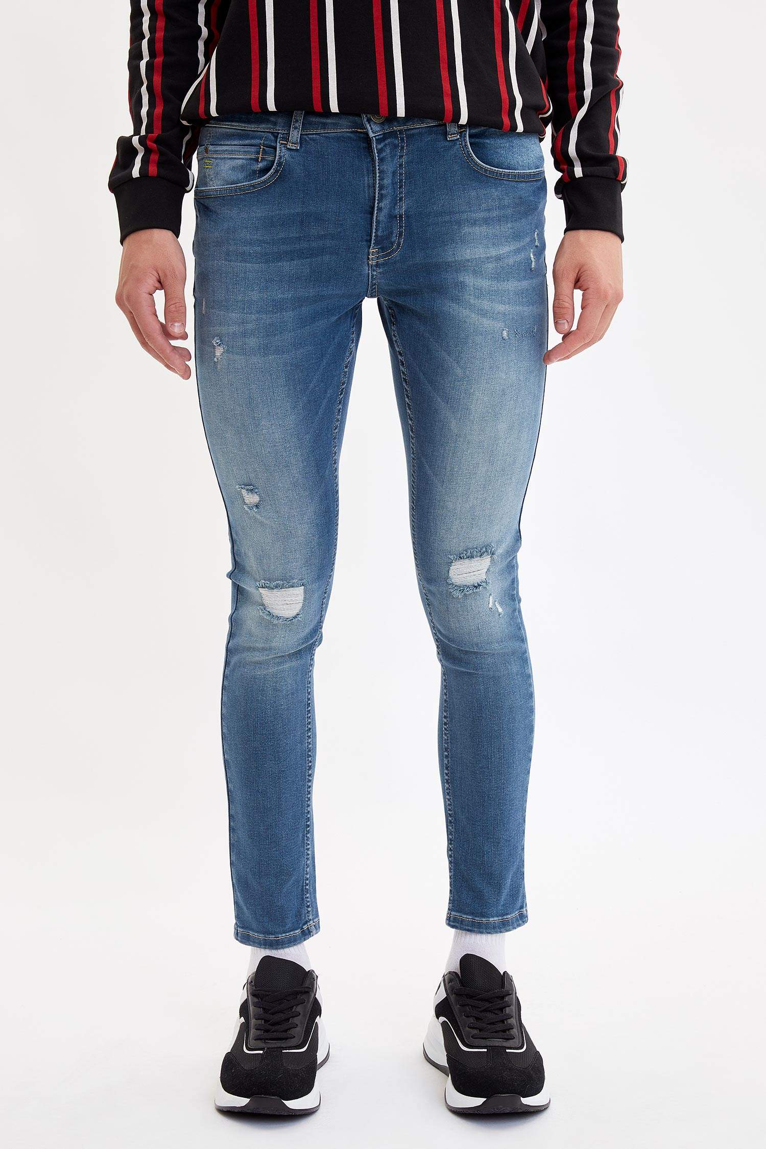 Skinny Comfort Fit Yırtık Detaylı Jean Pantolon