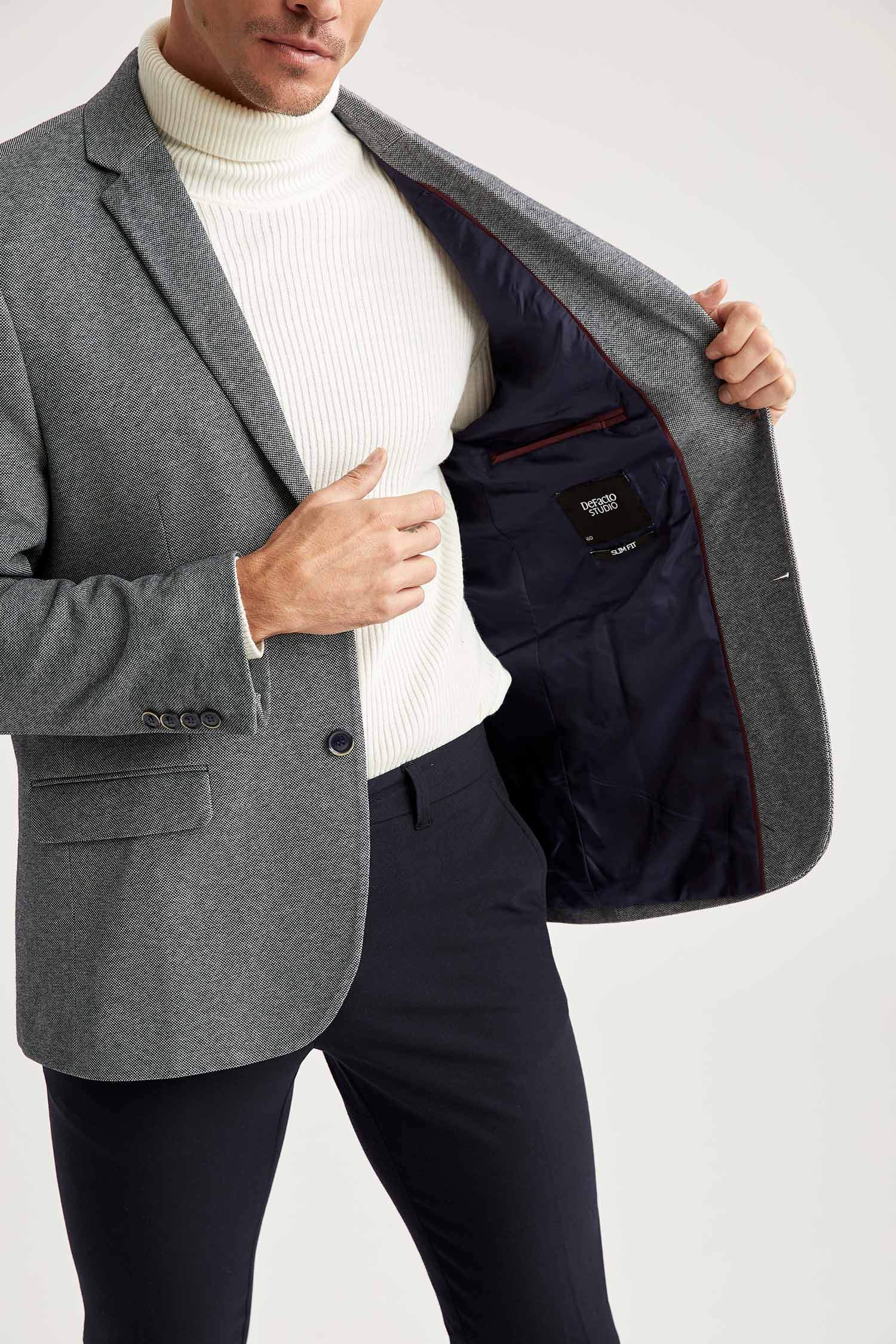 Slim Fit Baskılı Astarlı Blazer
