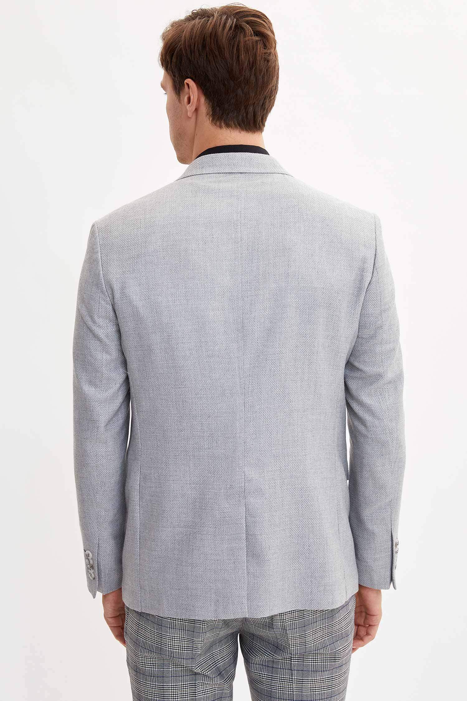 Slim Fit Baskılı Yarım Astar Blazer