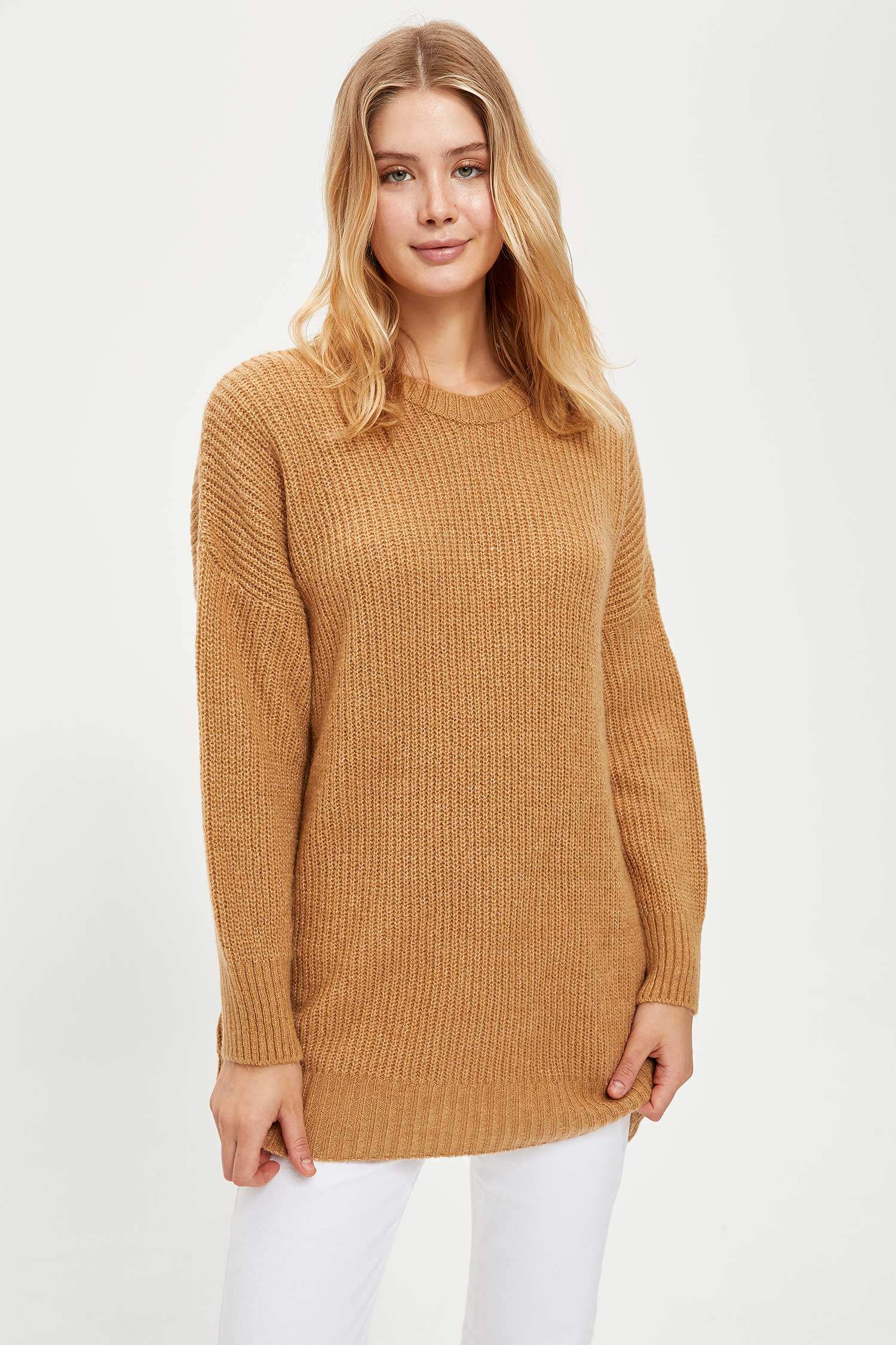 Basic Bisiklet Yaka Relax Fit Triko Tunik