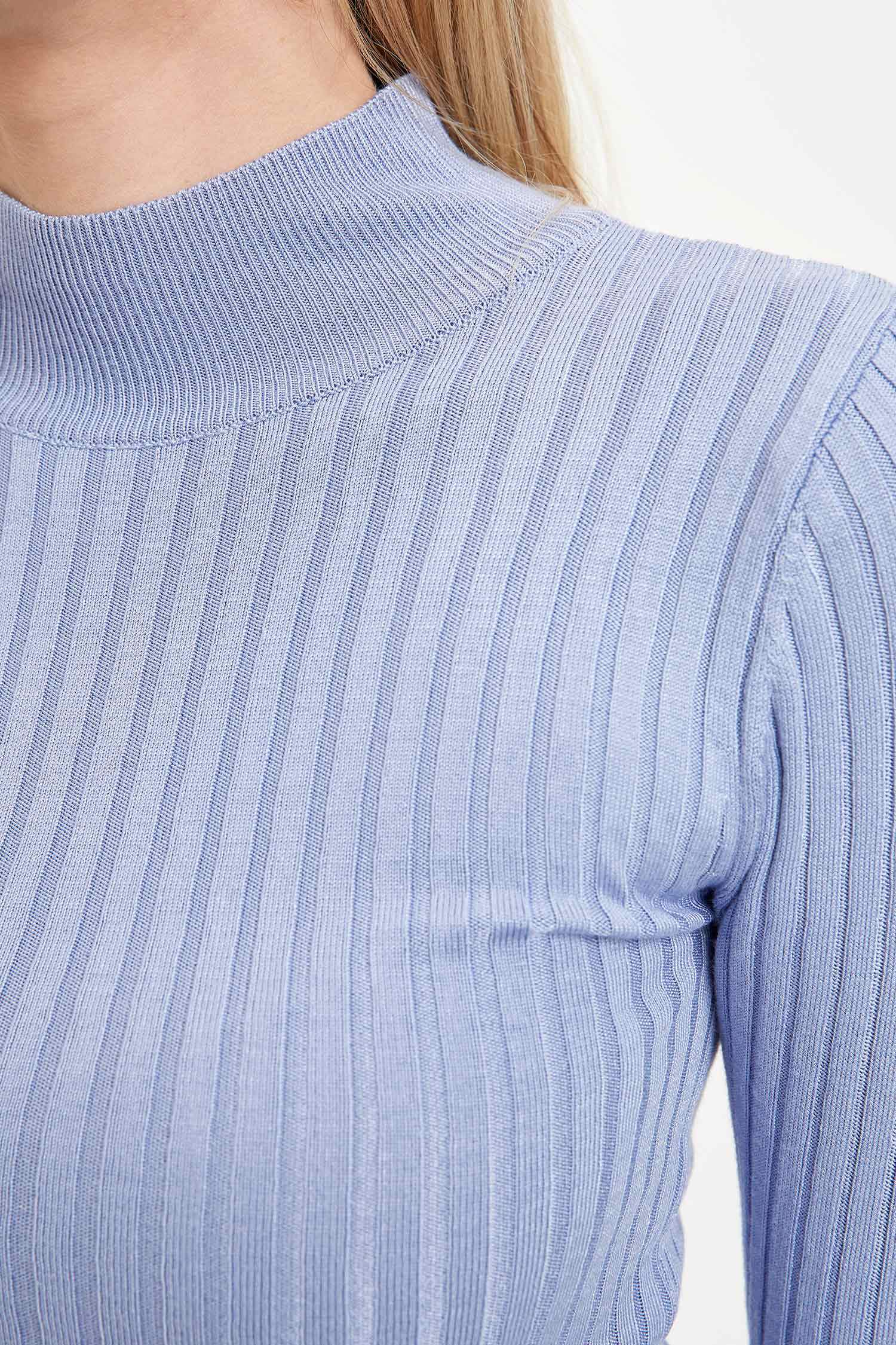Slim Fit Yarım Balıkçı Yaka Basic Fitilli Triko Kazak
