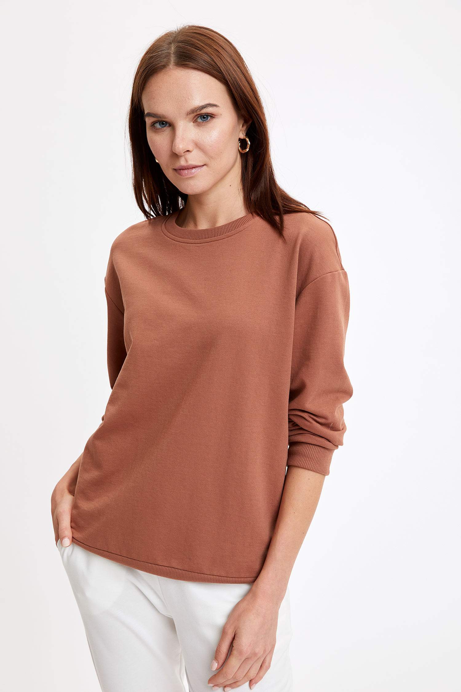 Regular Fit Bisiklet Yaka Basic Sweatshirt