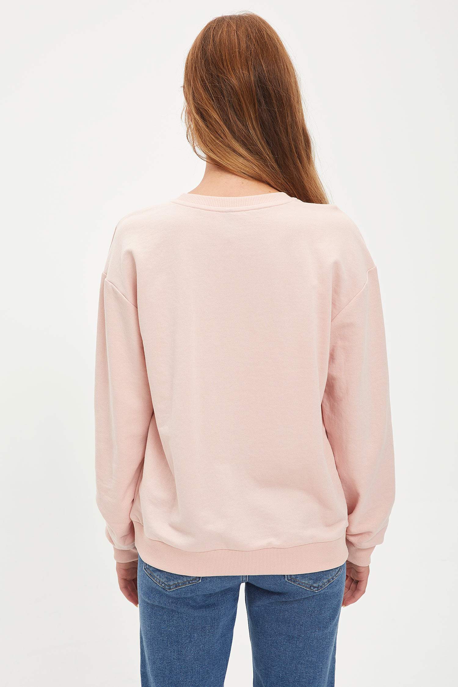 Basic Regular Fit Bisiklet Yaka Cepsiz Uzun Kollu Sweatshirt