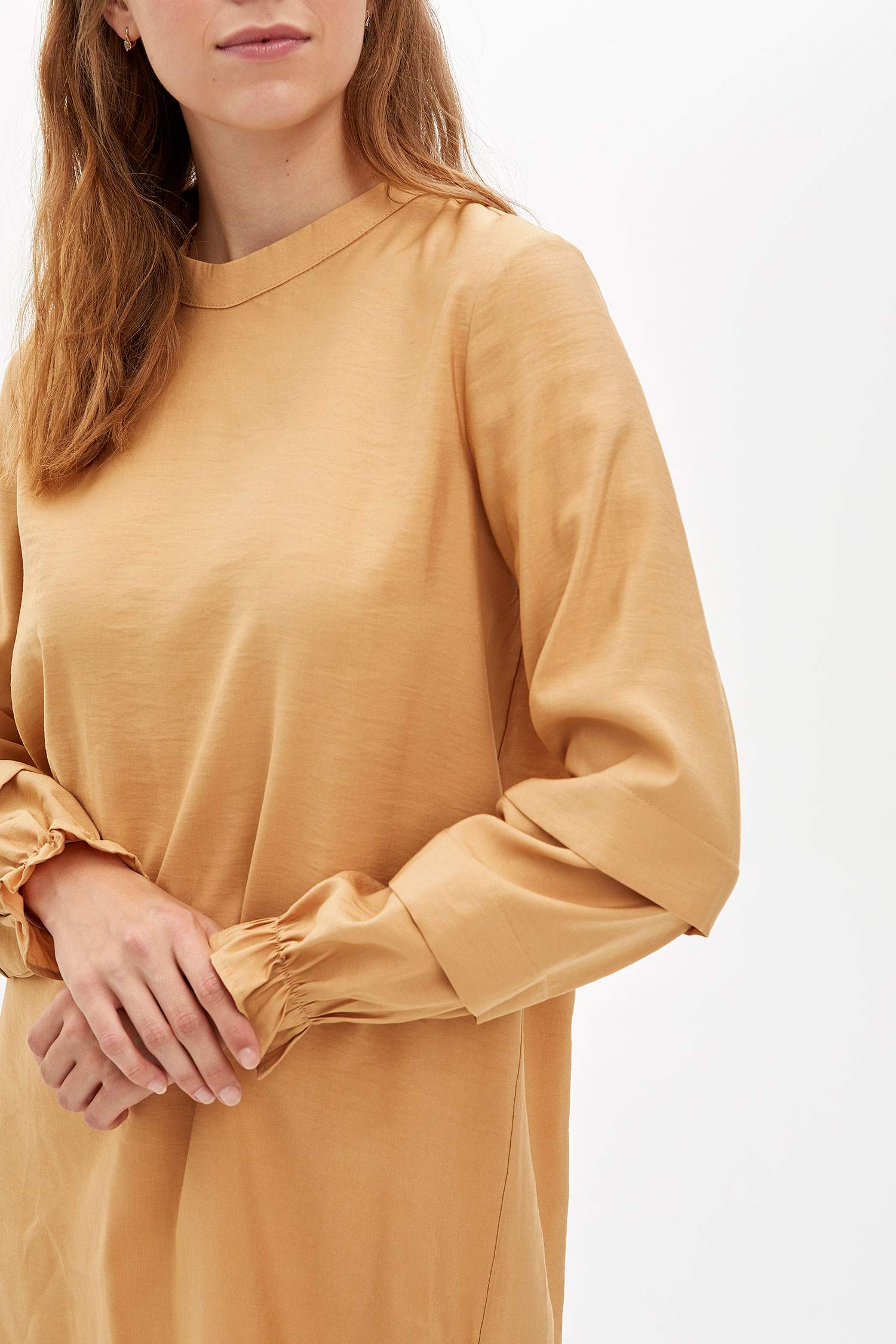Regular Fit Bisiklet Yaka Fıfırlı Gömlek Tunik