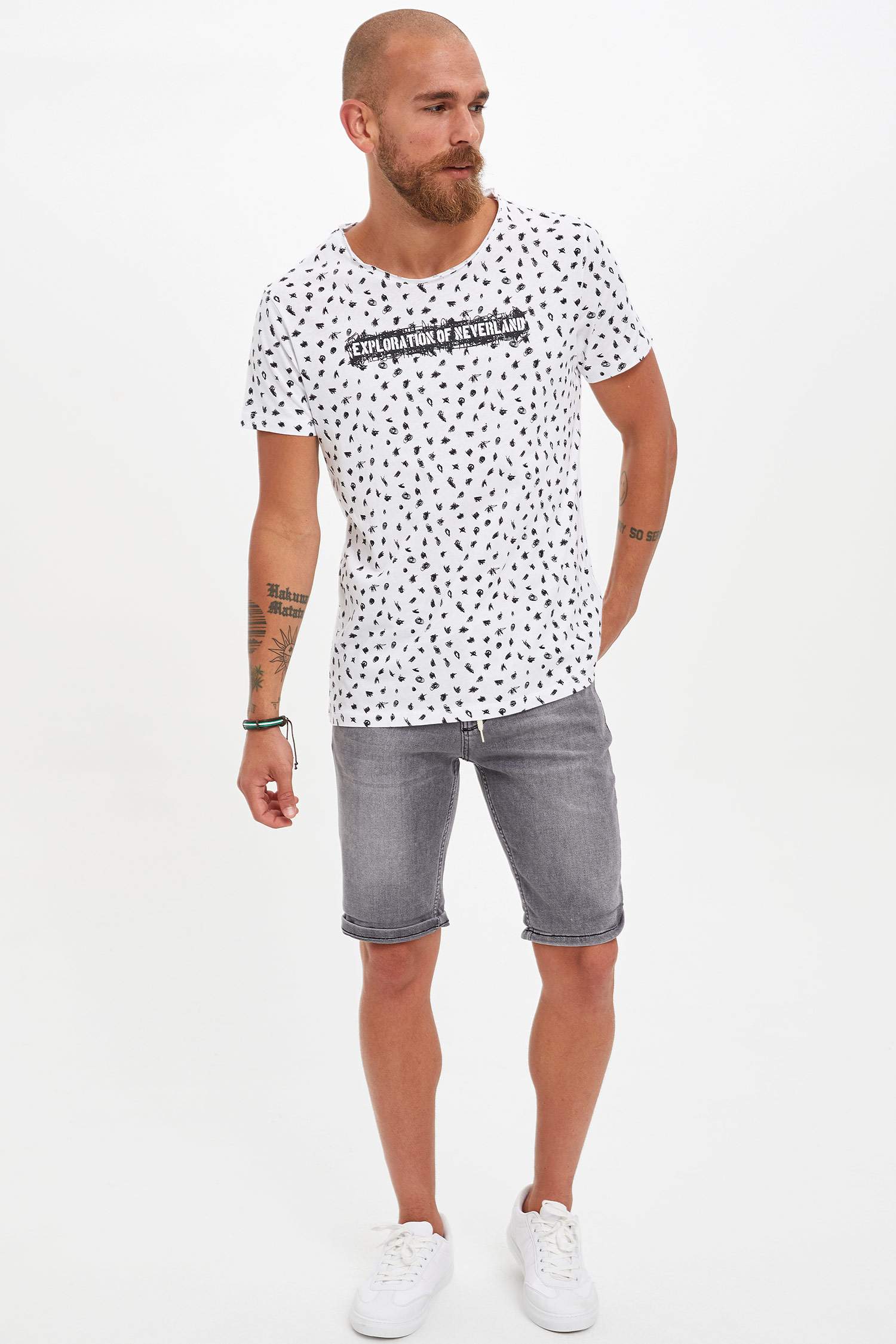 Kısa Kollu Tişört Slim Fit Baskılı