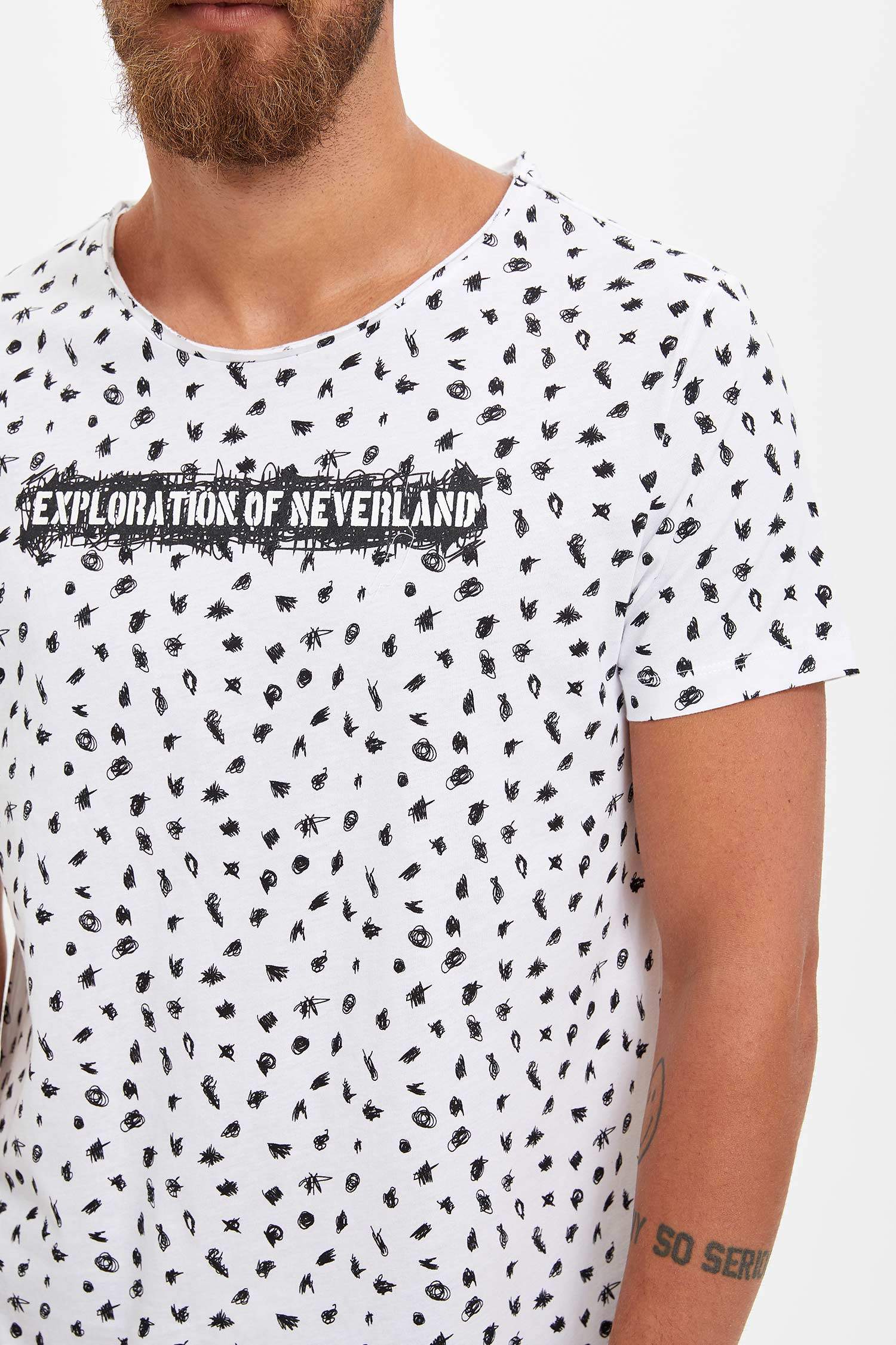 Kısa Kollu Tişört Slim Fit Baskılı