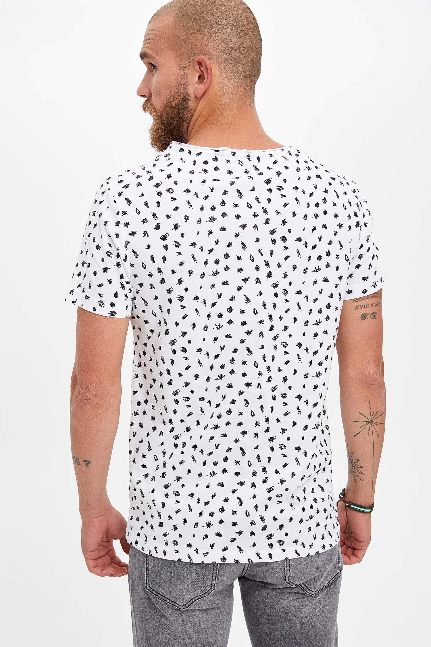 Kısa Kollu Tişört Slim Fit Baskılı