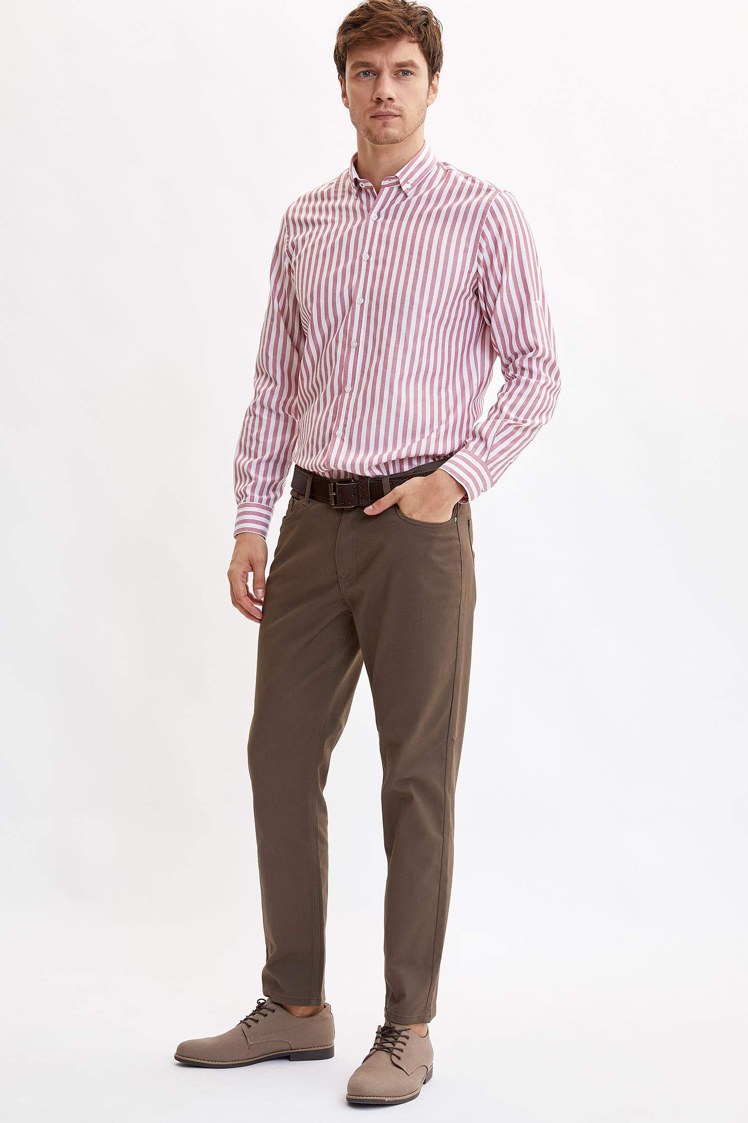 Çizgili Modern Fit Uzun Kollu Gömlek