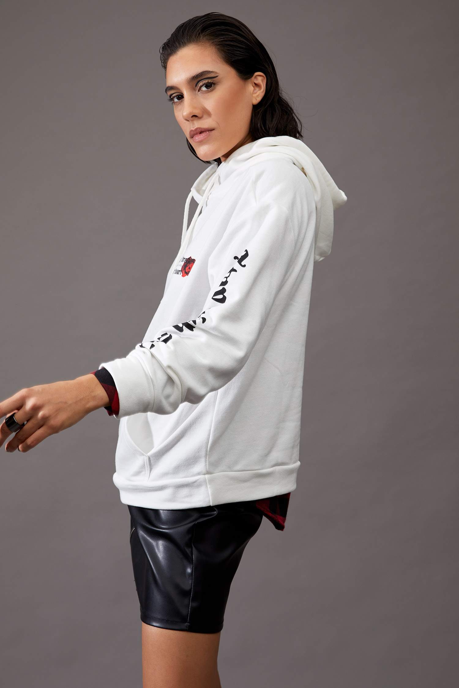 FLORAL Regular Fit Kanguru Cepli Uzun Kollu Sweatshirt