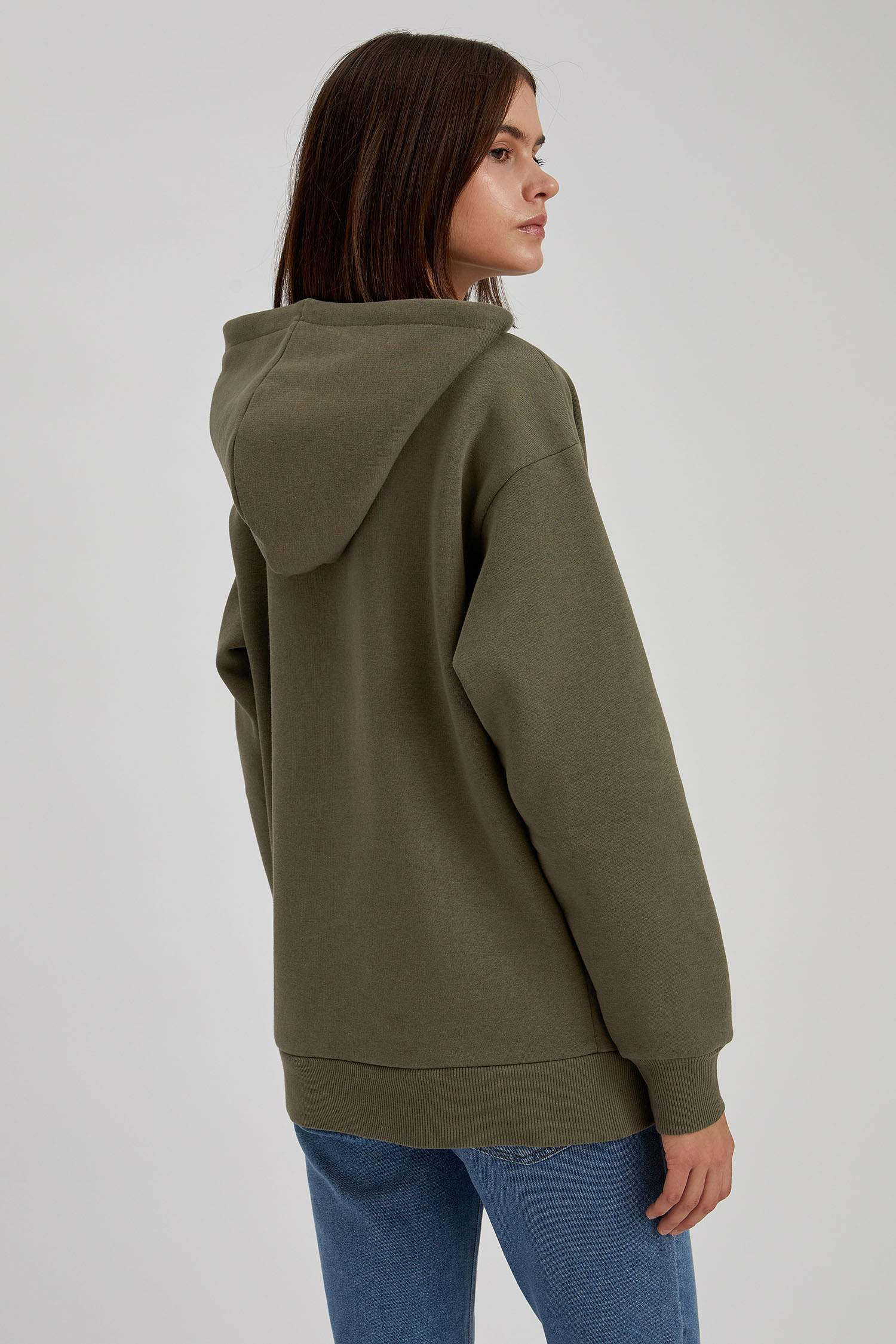 Loose Fit Kapüşonlu Cepli Uzun Kollu Sweatshirt