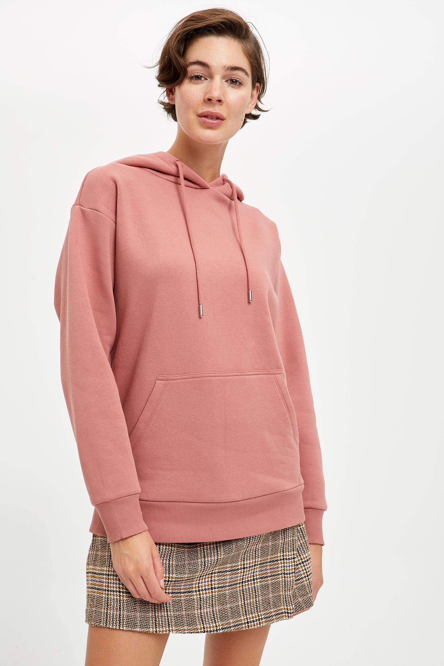 Loose Fit Kapüşonlu Cepli Uzun Kollu Sweatshirt