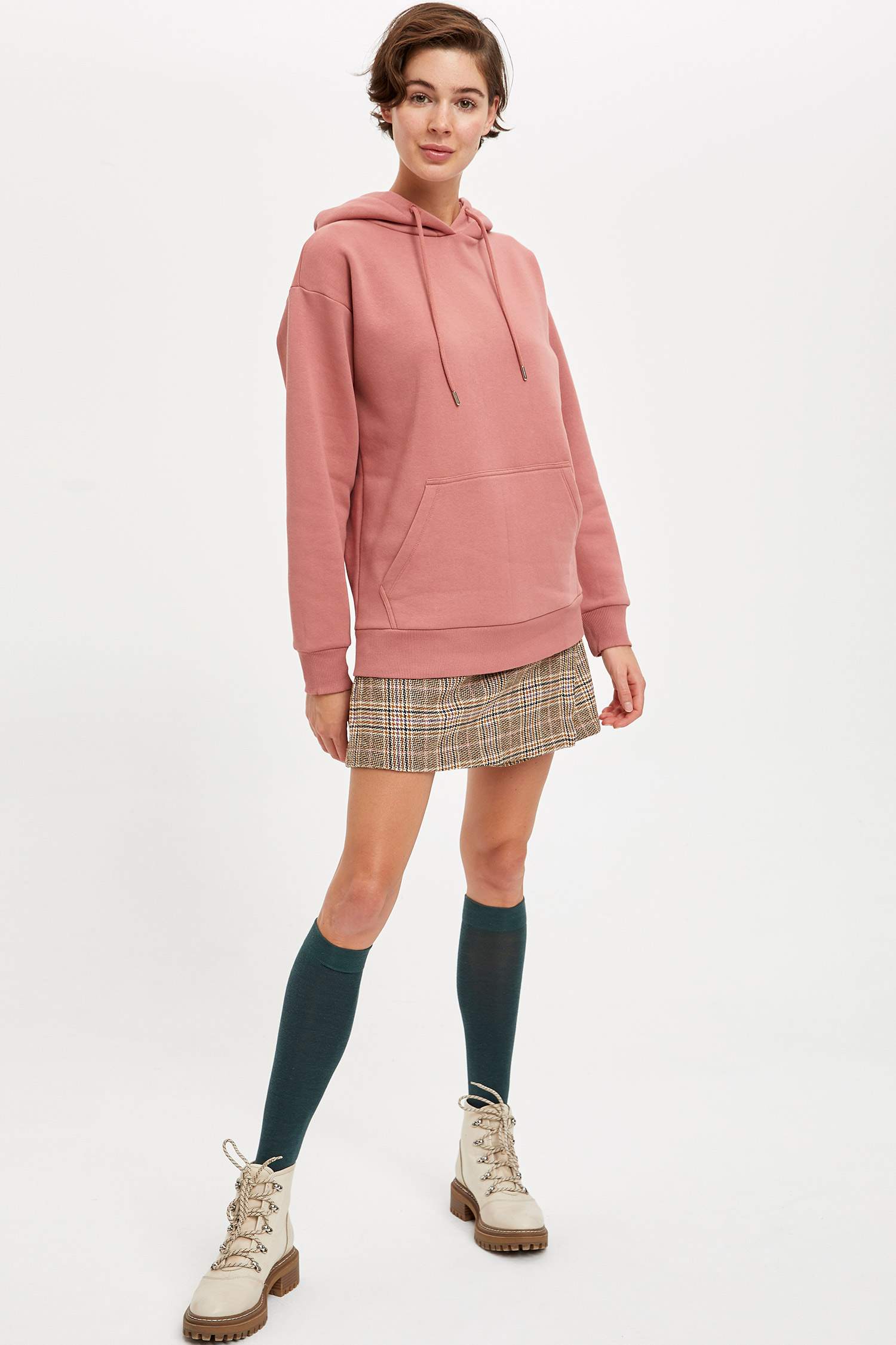 Loose Fit Kapüşonlu Cepli Uzun Kollu Sweatshirt