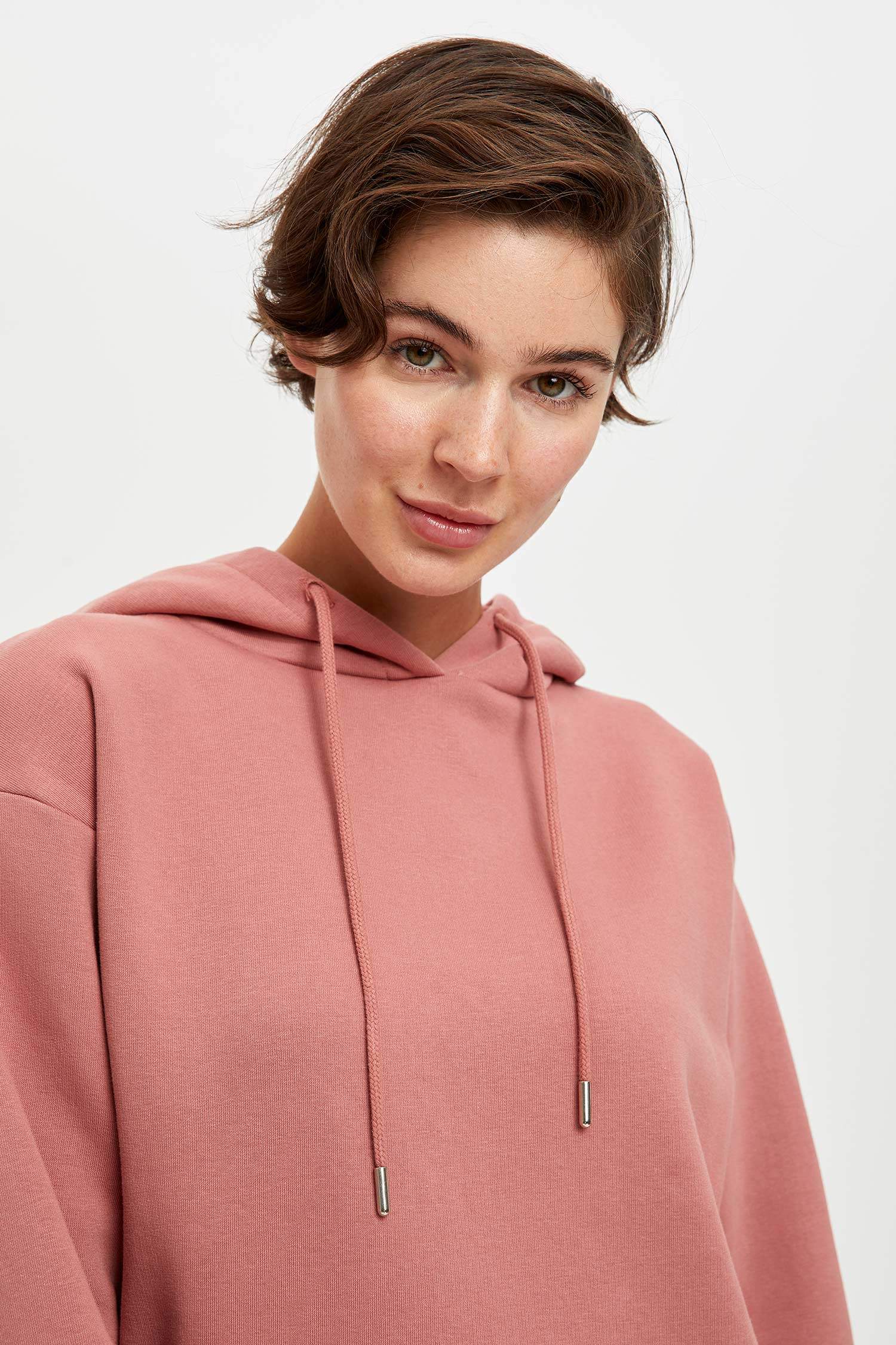 Loose Fit Kapüşonlu Cepli Uzun Kollu Sweatshirt