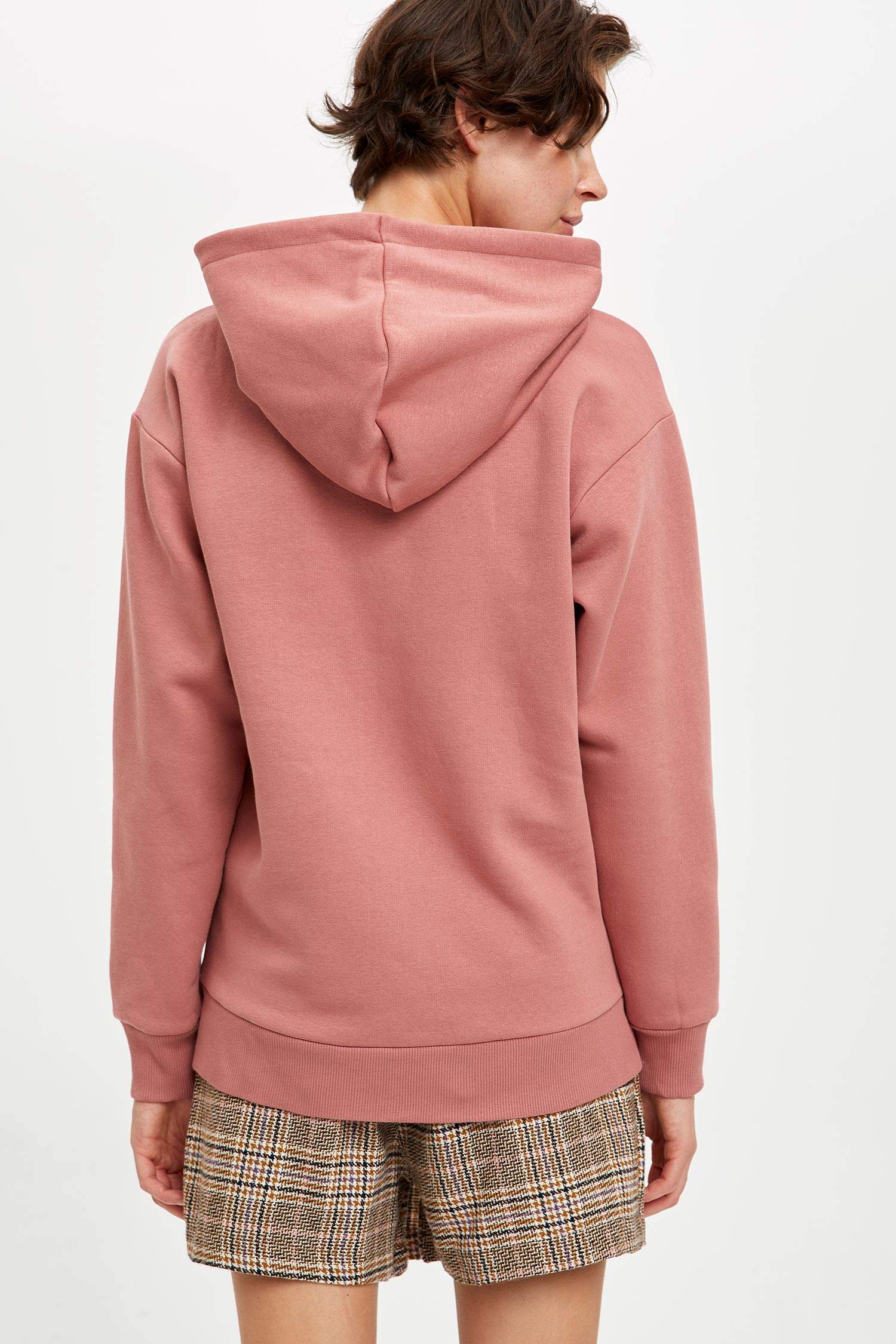 Loose Fit Kapüşonlu Cepli Uzun Kollu Sweatshirt