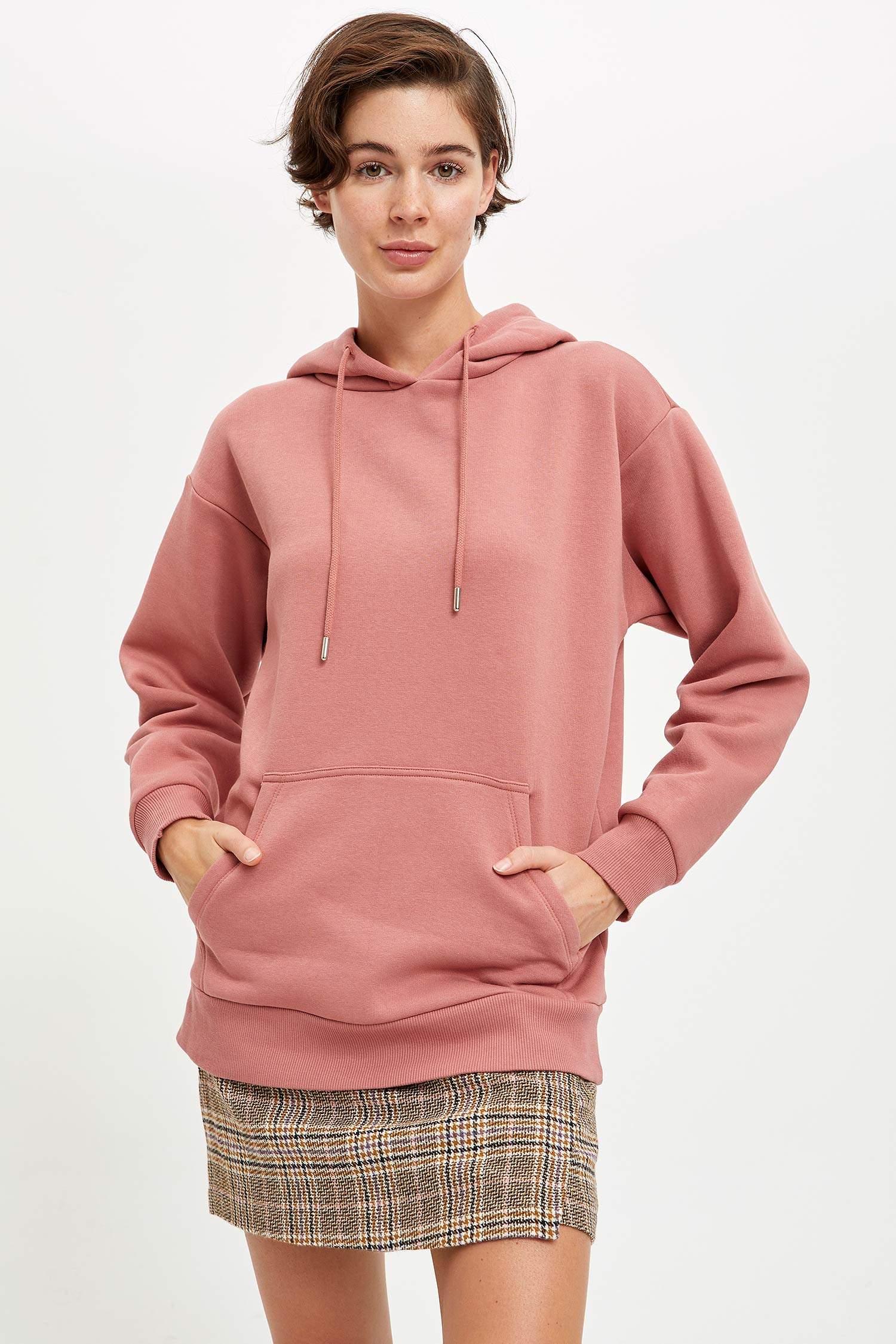 Loose Fit Kapüşonlu Cepli Uzun Kollu Sweatshirt