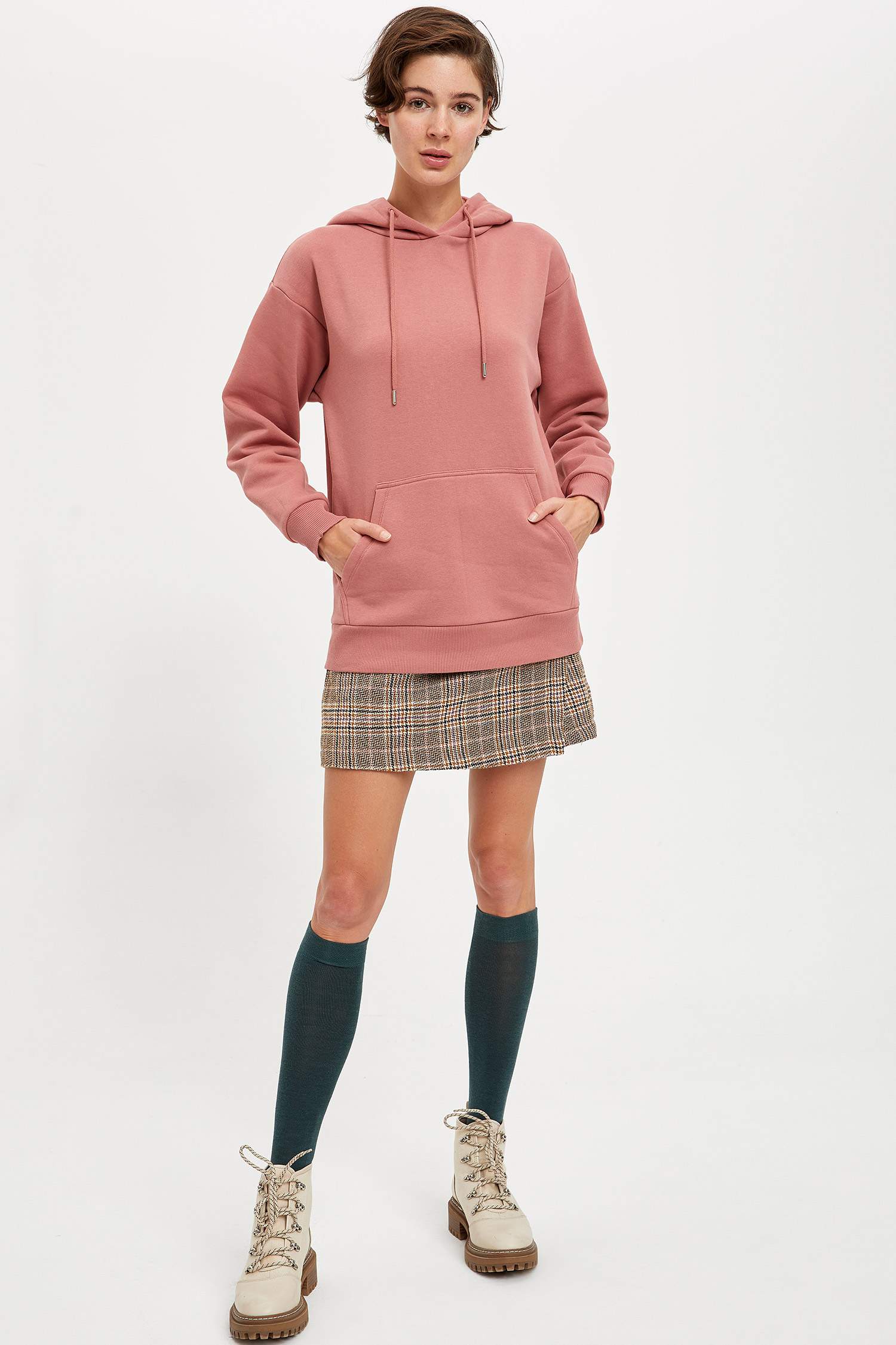 Loose Fit Kapüşonlu Cepli Uzun Kollu Sweatshirt