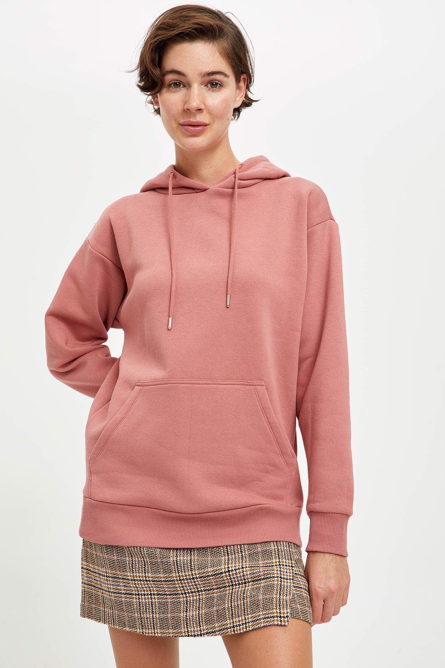 Loose Fit Kapüşonlu Cepli Uzun Kollu Sweatshirt