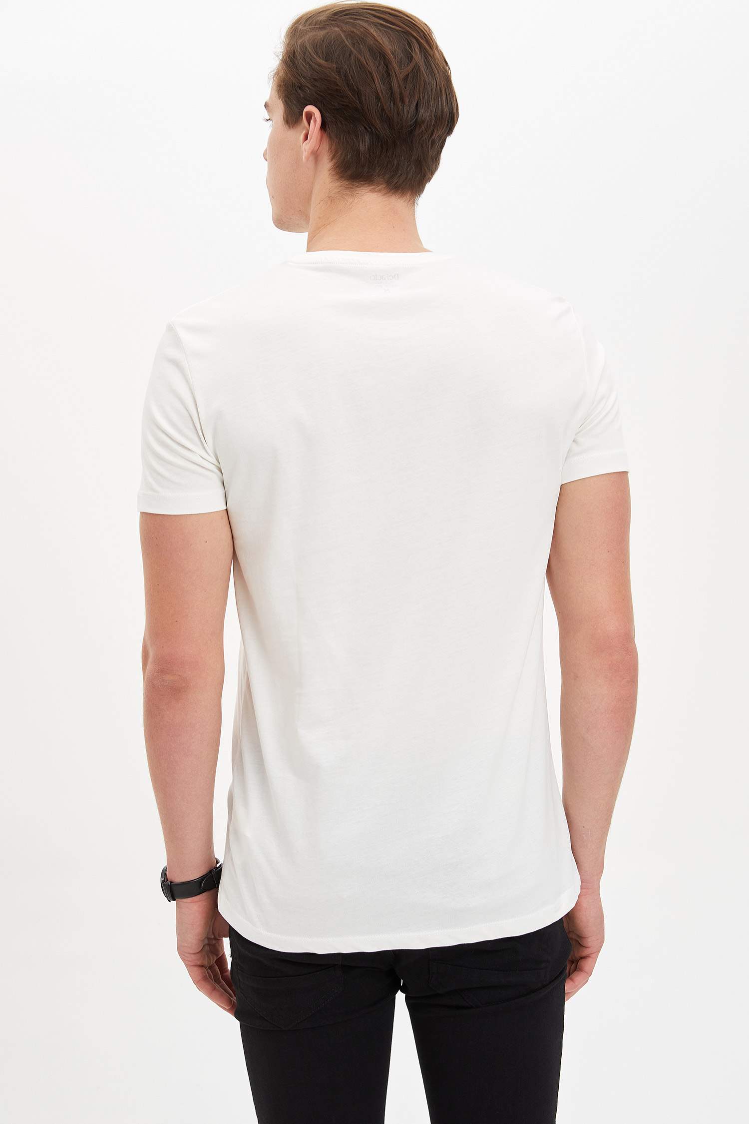 Baskılı Kısa Kollu Slim Fit Pamuklu Tişört