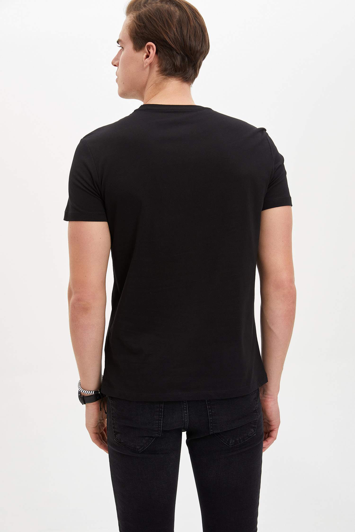 Neon Renk Kuru Kafa Baskılı Slim Fit Tişört